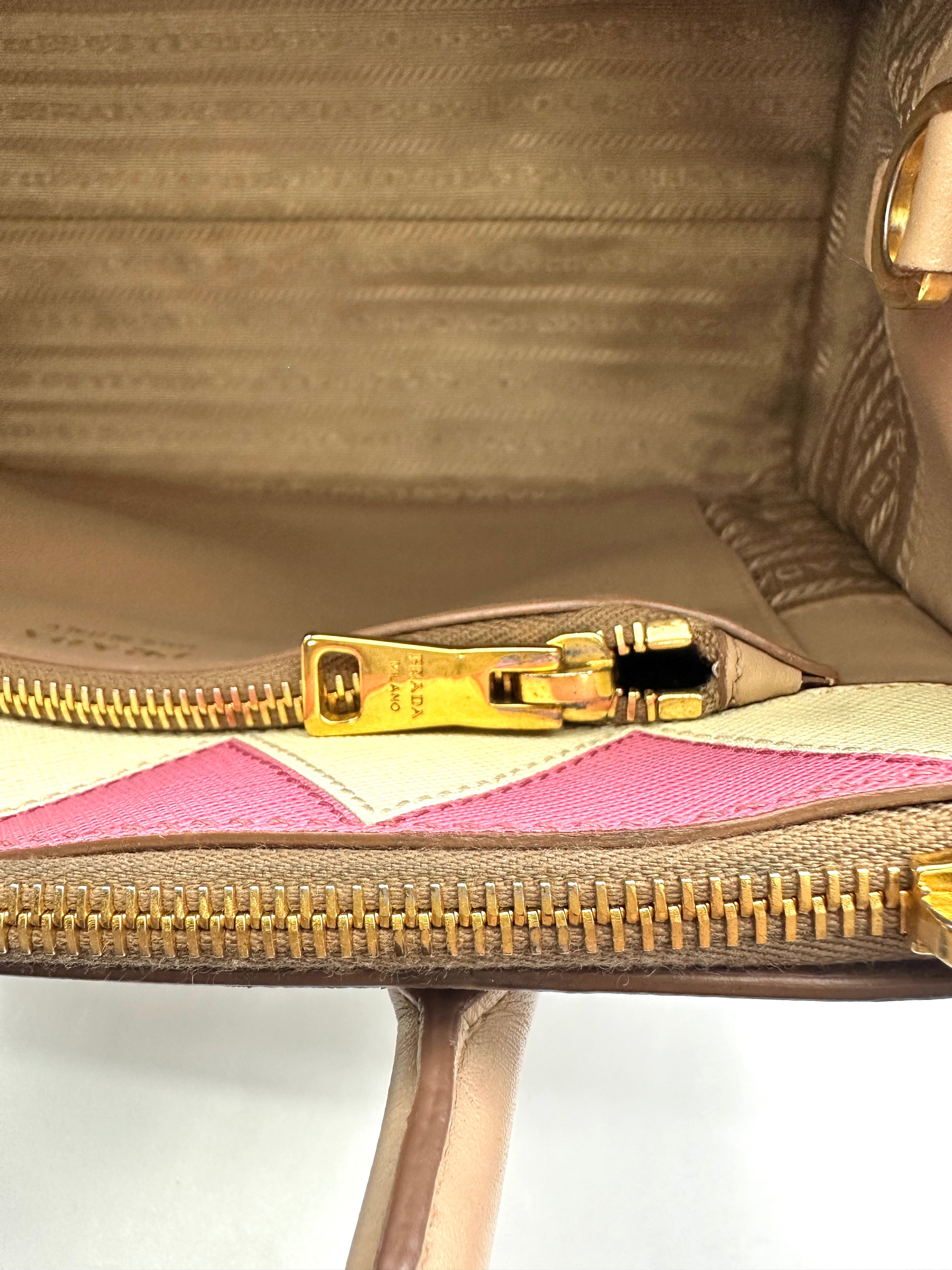 Prada Paradigme Beige Saffiano Leather Handle Bag PR320-1
