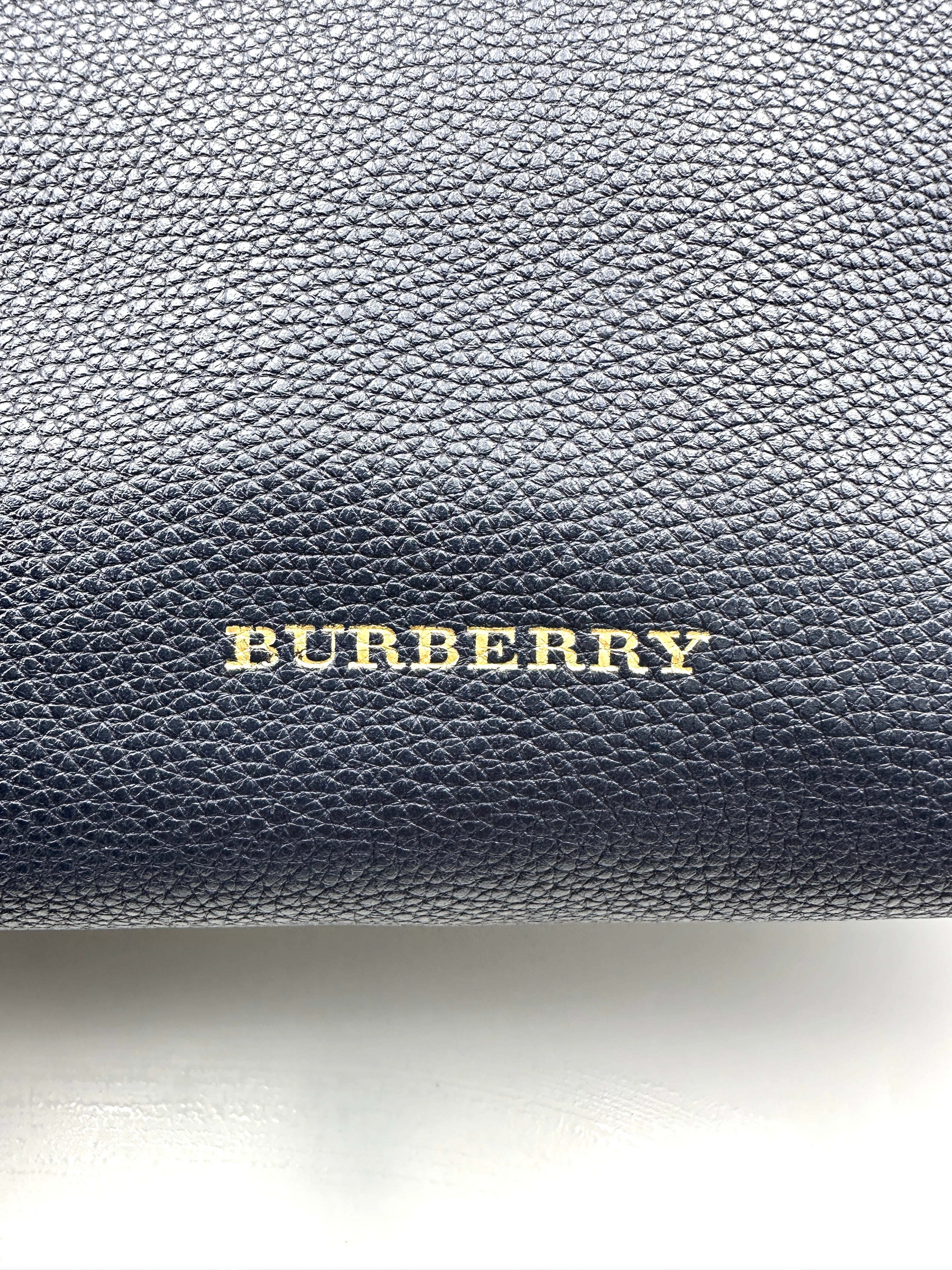 Burberry The Banner Navy Leather Handle Bag BR51