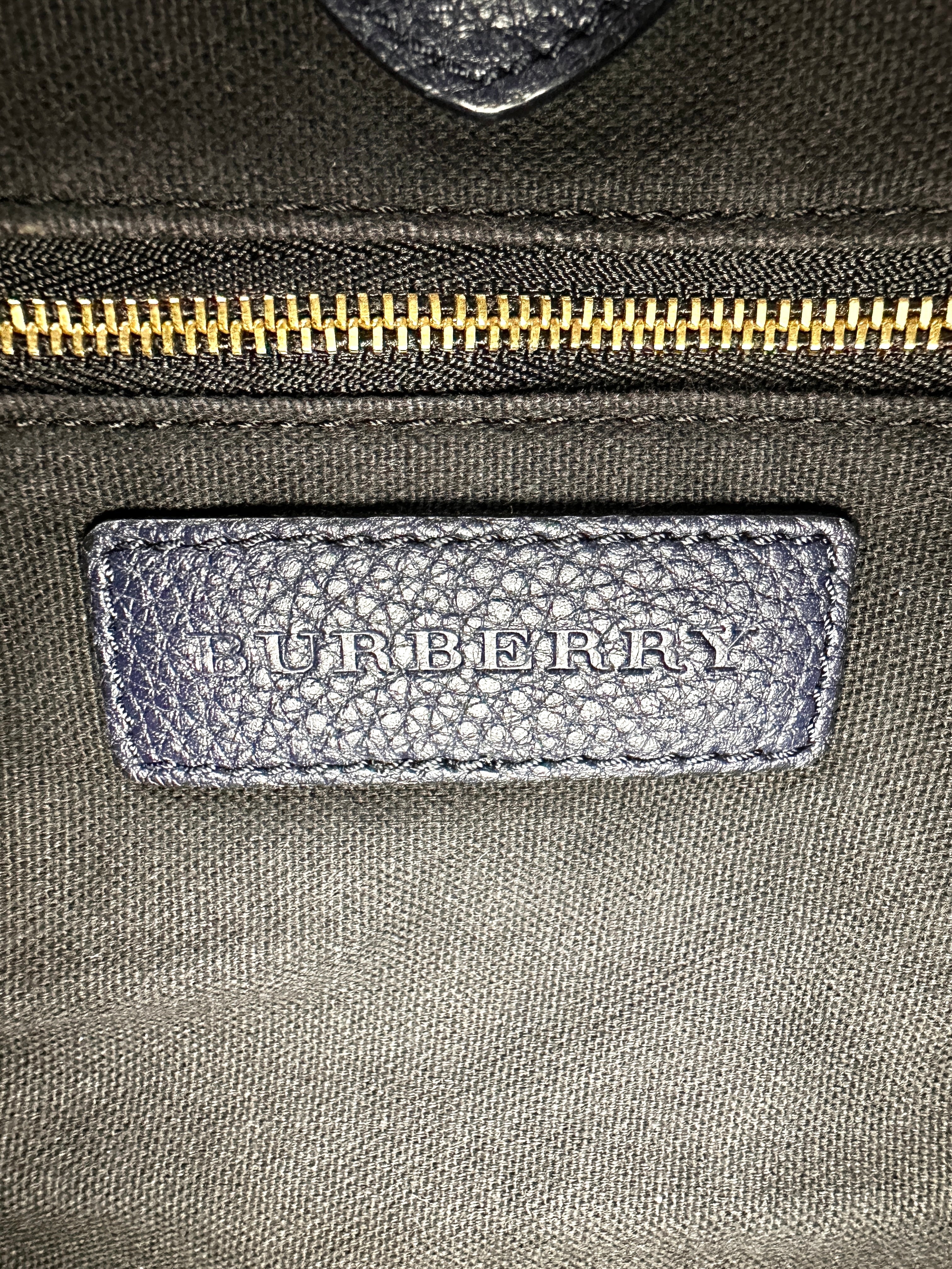 Burberry The Banner Navy Leather Handle Bag BR51
