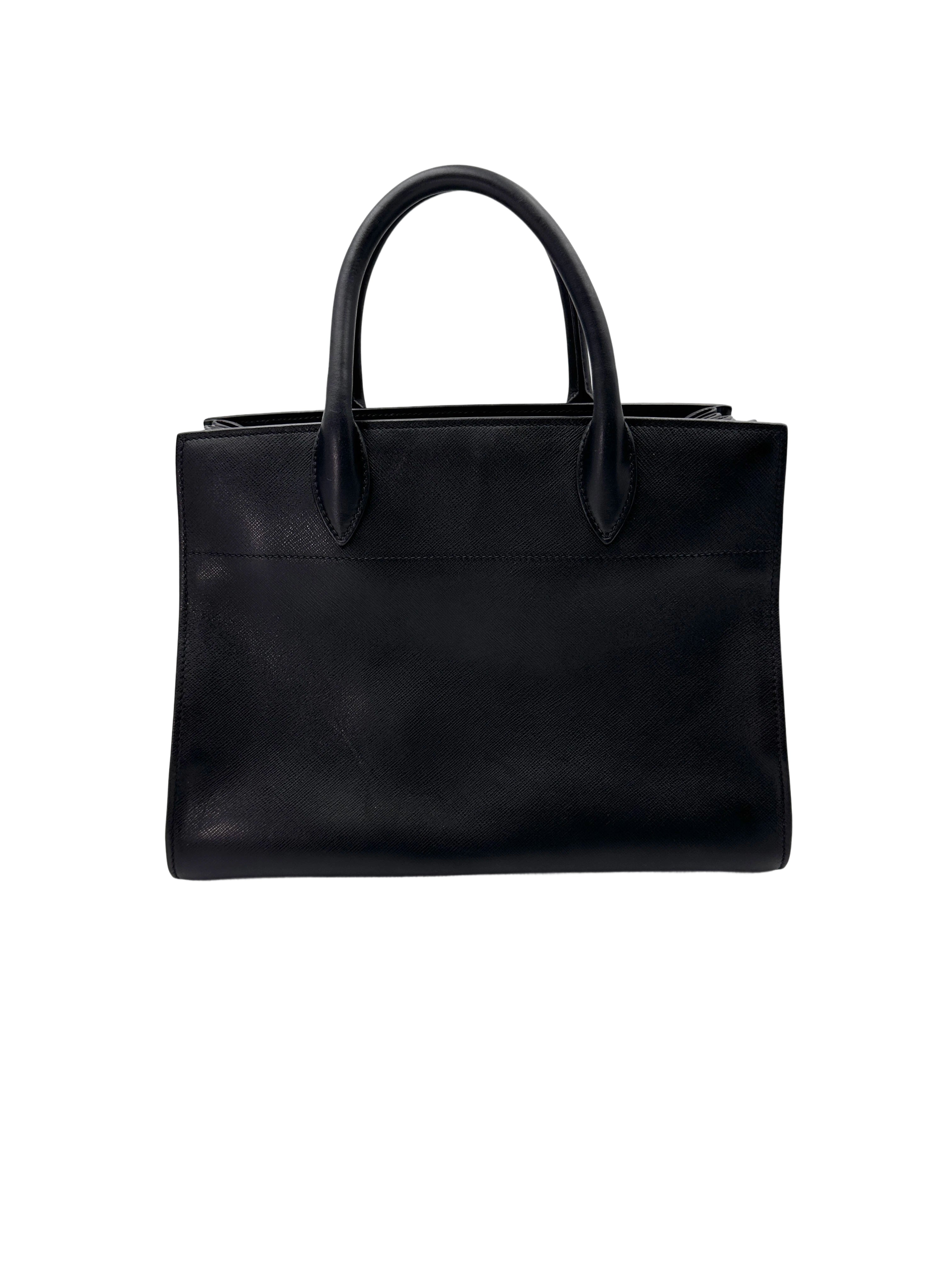 Prada Galleria Black Saffiano Leather Handle Bag PR320