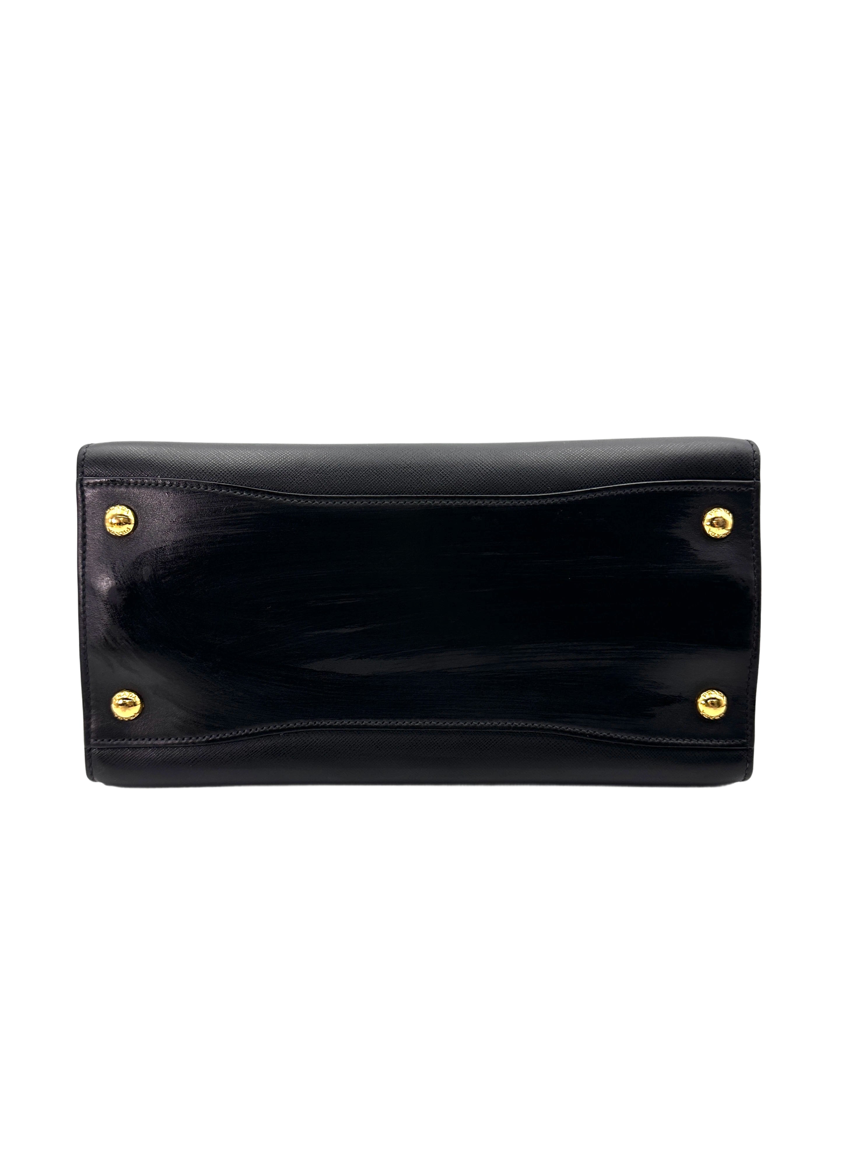 Prada Galleria Black Saffiano Leather Handle Bag PR320