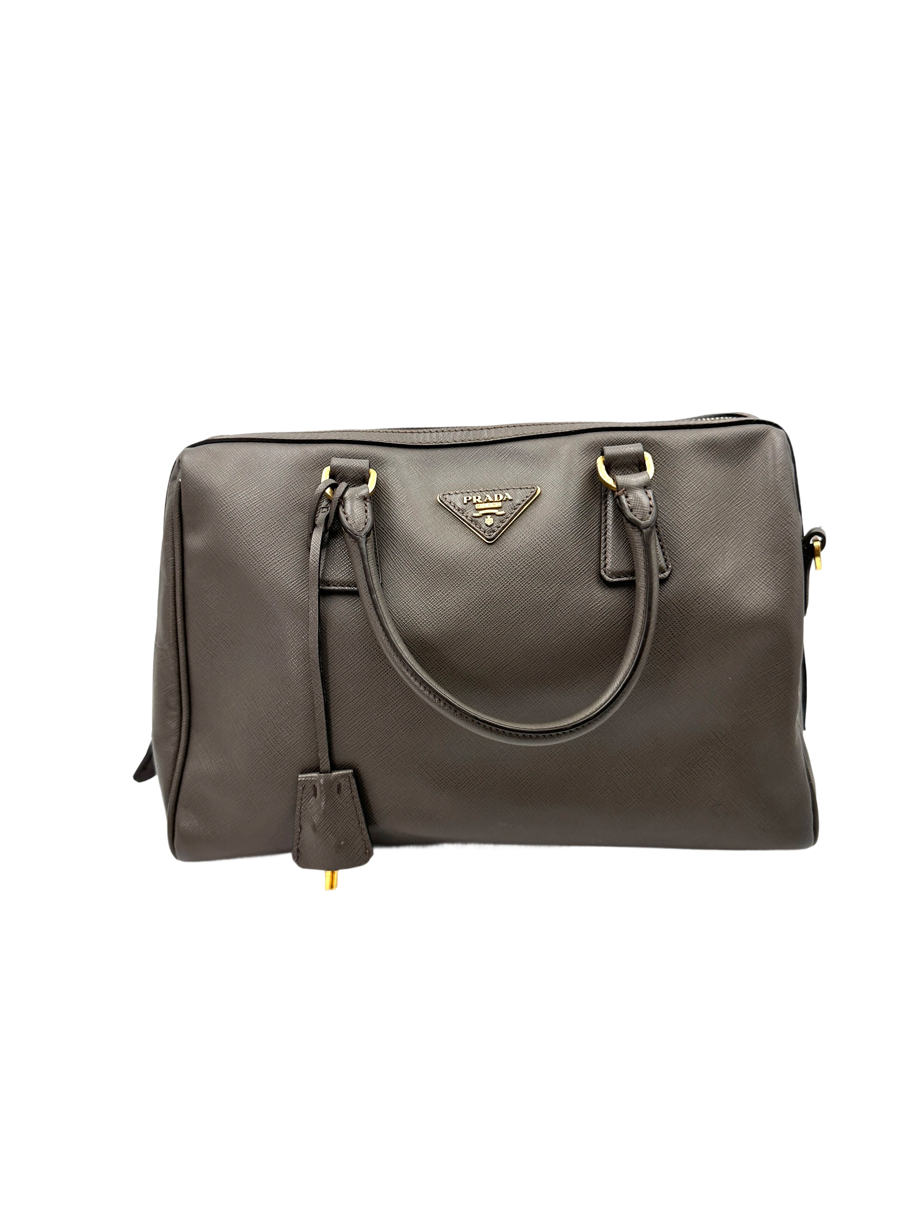 Prada Galleria Grey Saffiano Leather Handle Bag PR316