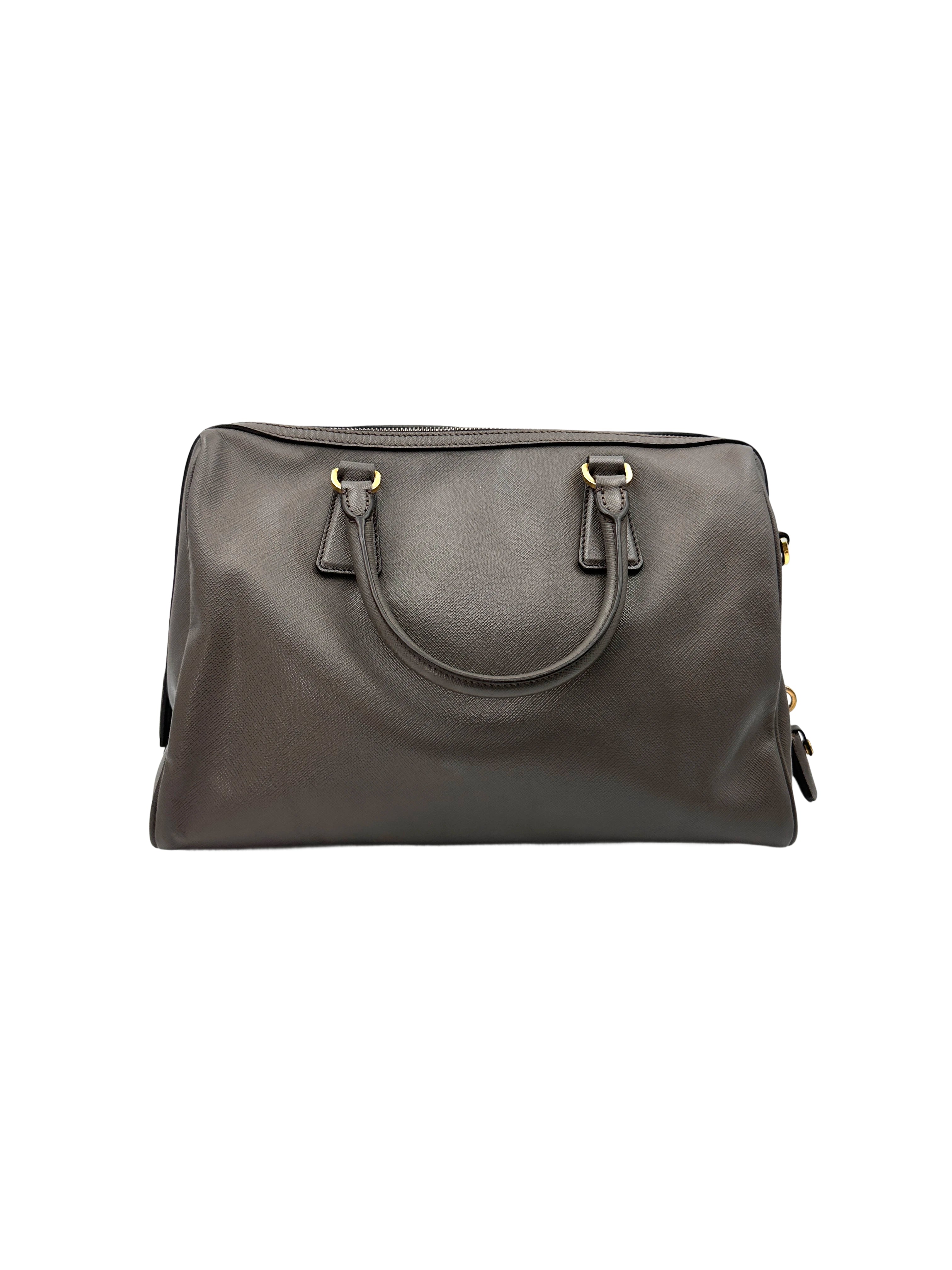Prada Galleria Grey Saffiano Leather Handle Bag PR316