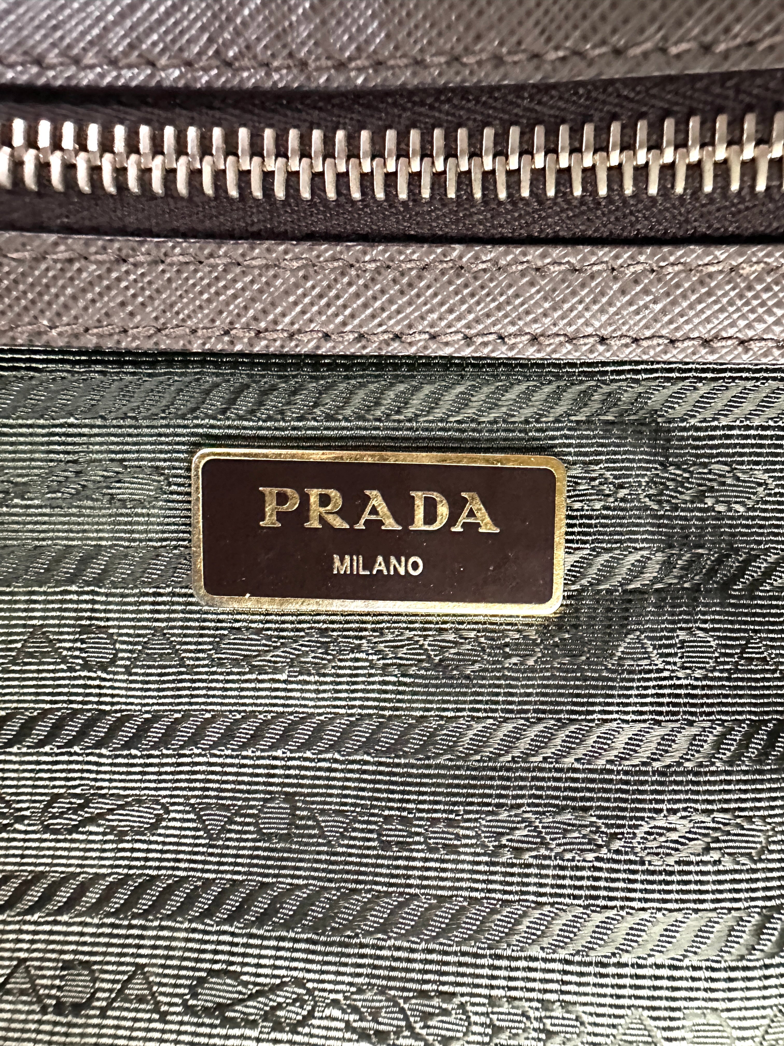 Prada Galleria Grey Saffiano Leather Handle Bag PR316