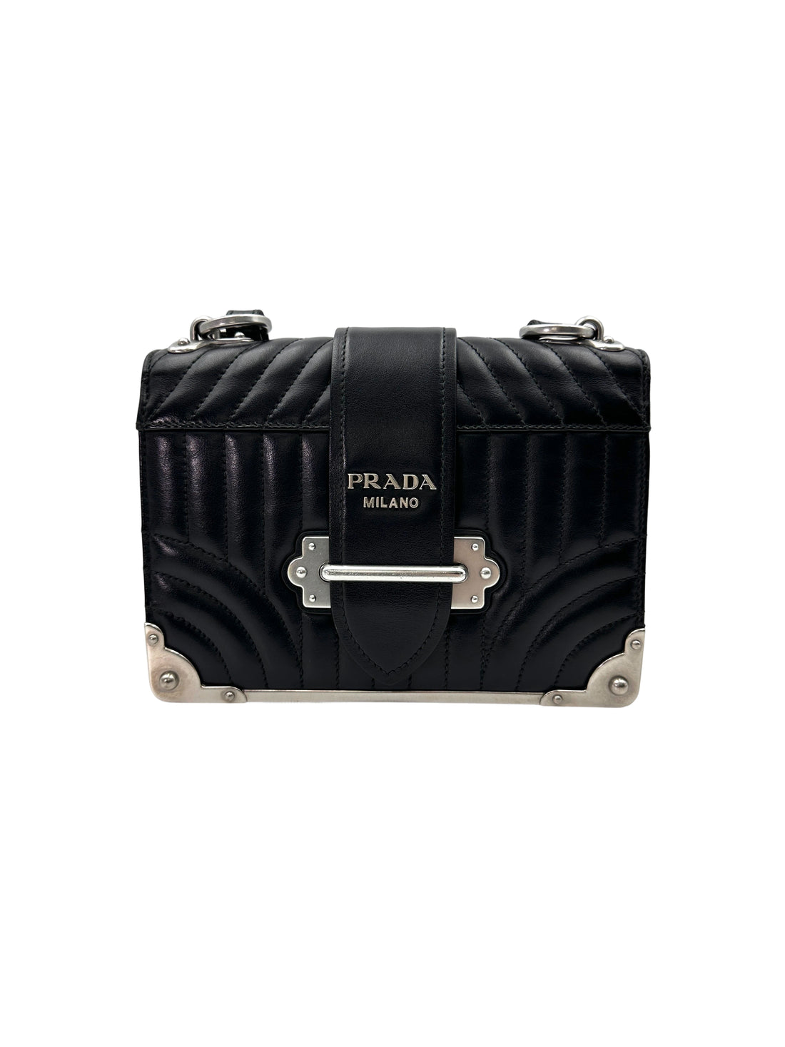 Prada Cahier Diagramme Black Quilted Leather Shoulder Bag PR315