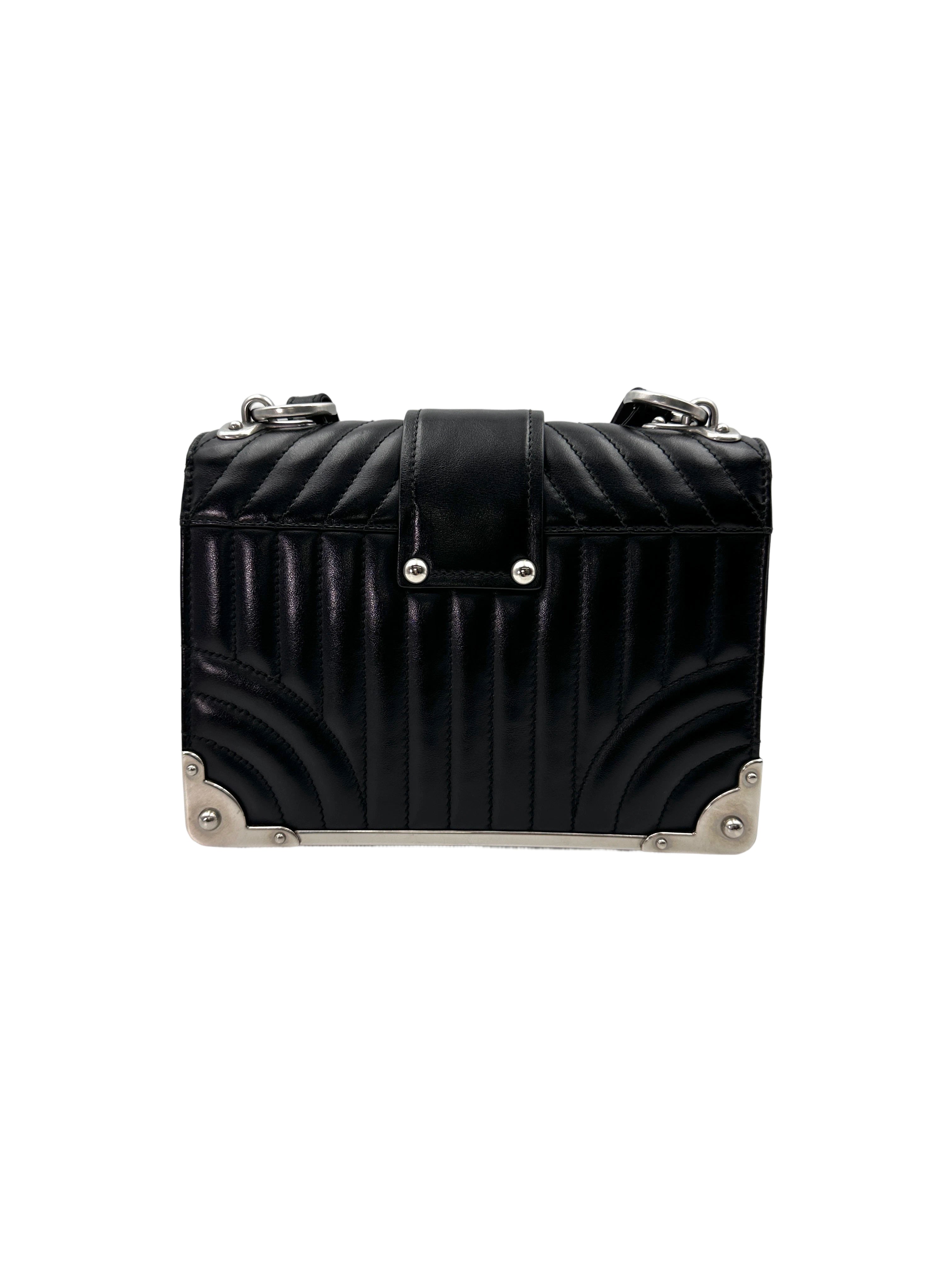 Prada Cahier Diagramme Black Quilted Leather Shoulder Bag PR315