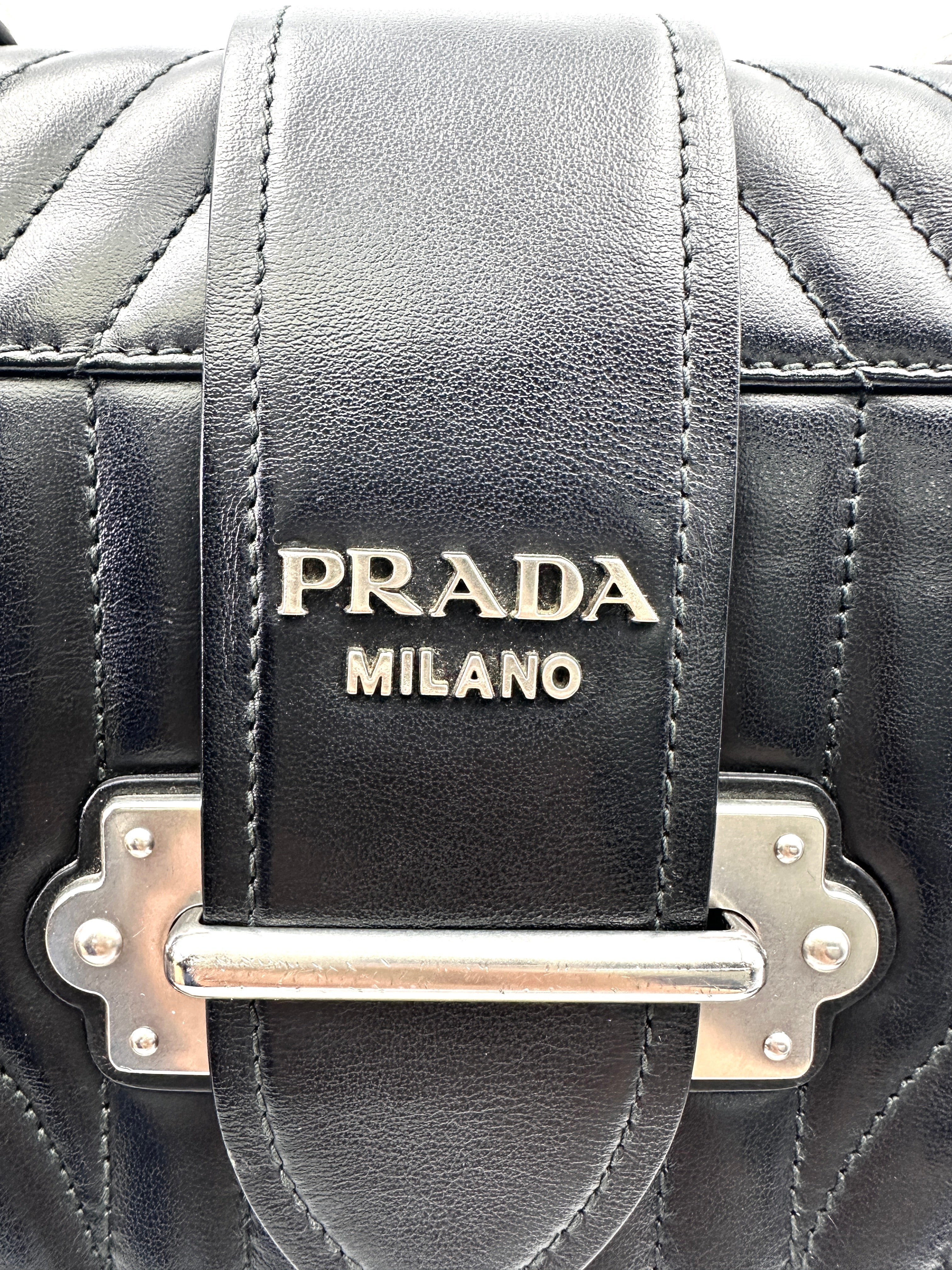 Prada Cahier Diagramme Black Quilted Leather Shoulder Bag PR315