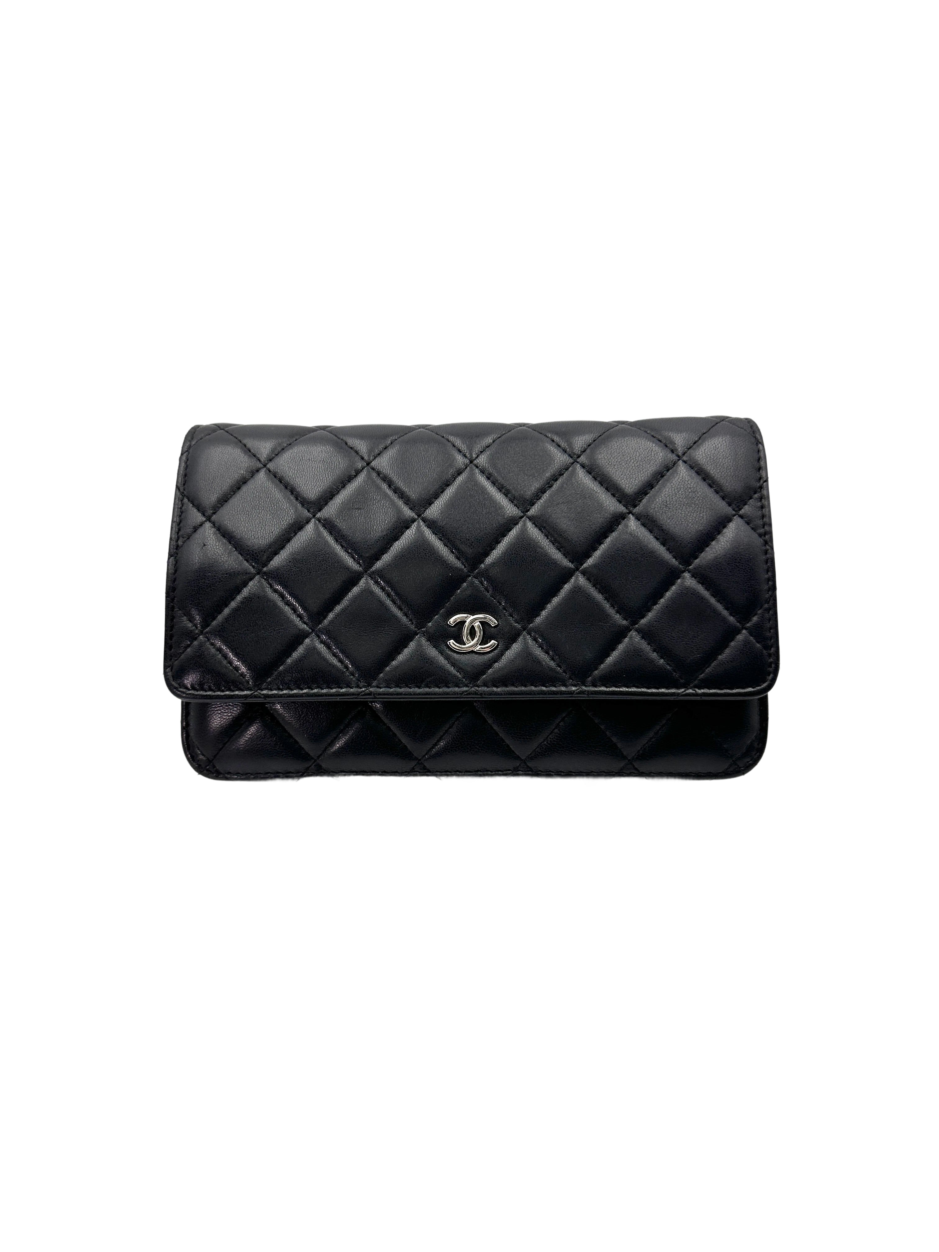 Chanel Black Quilted Lambskin Wallet On Chain With Silver Buckle(27***20) CC1929