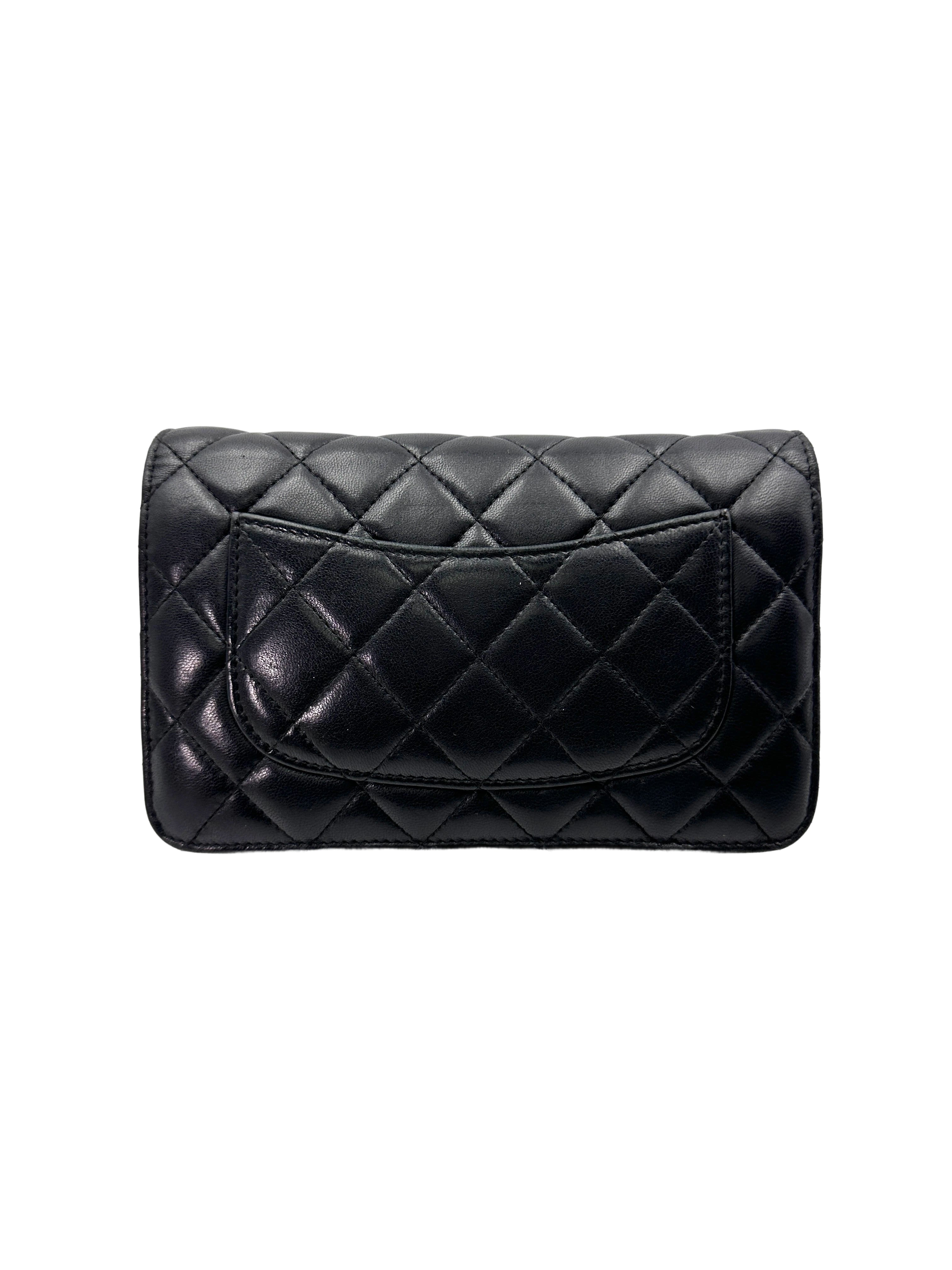 Chanel Black Quilted Lambskin Wallet On Chain With Silver Buckle(27***20) CC1929