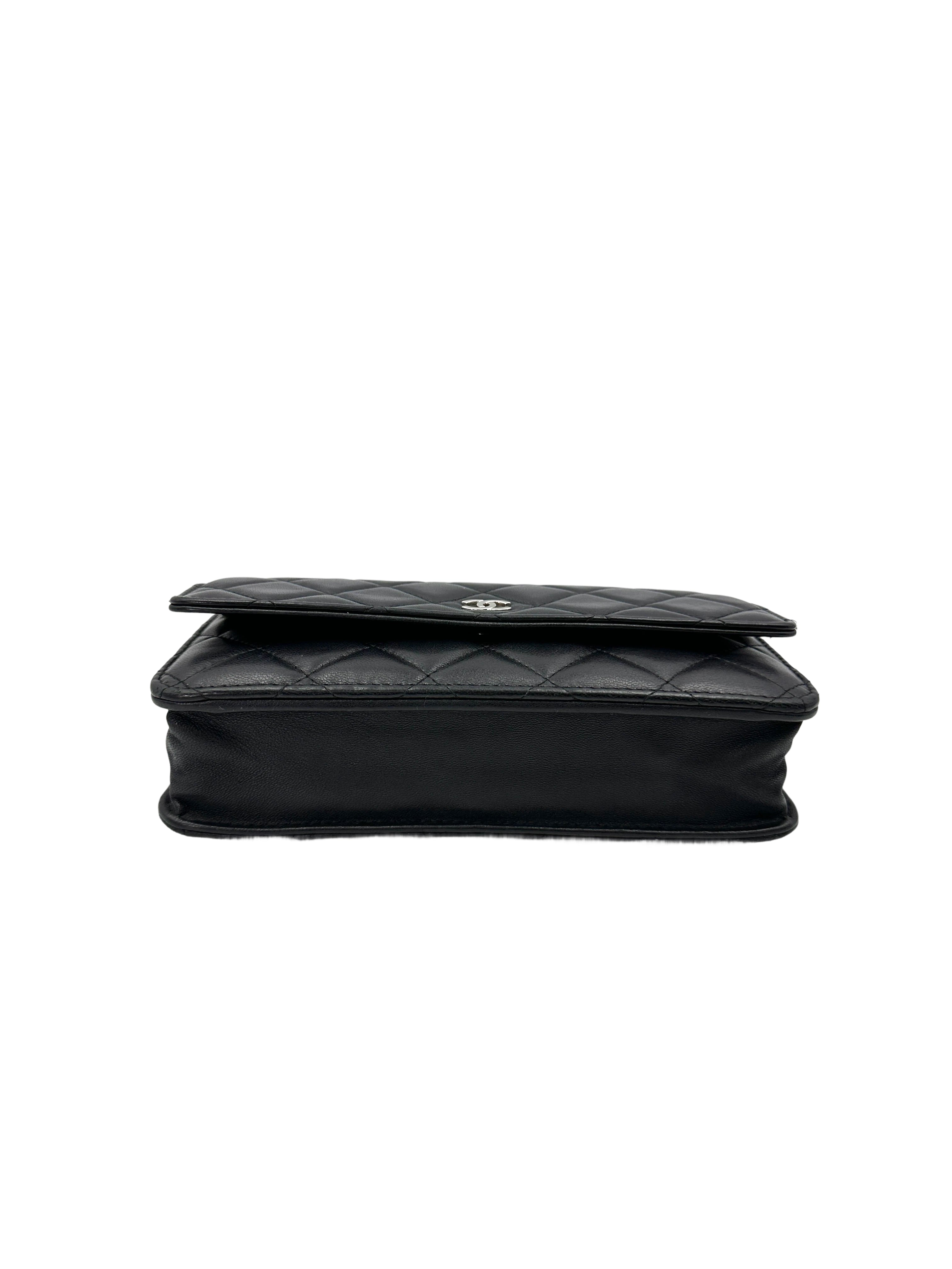 Chanel Black Quilted Lambskin Wallet On Chain With Silver Buckle(27***20) CC1929