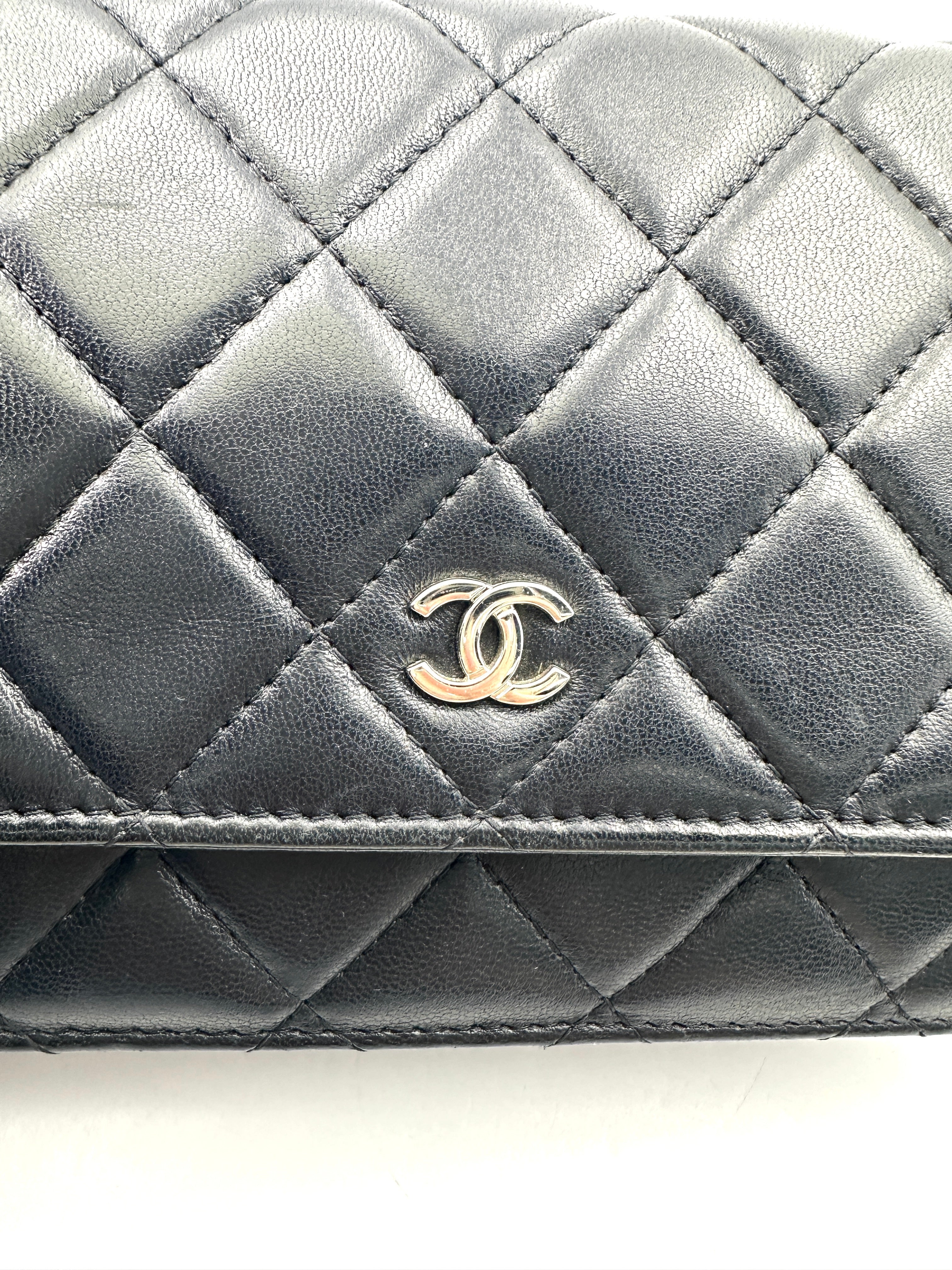 Chanel Black Quilted Lambskin Wallet On Chain With Silver Buckle(27***20) CC1929