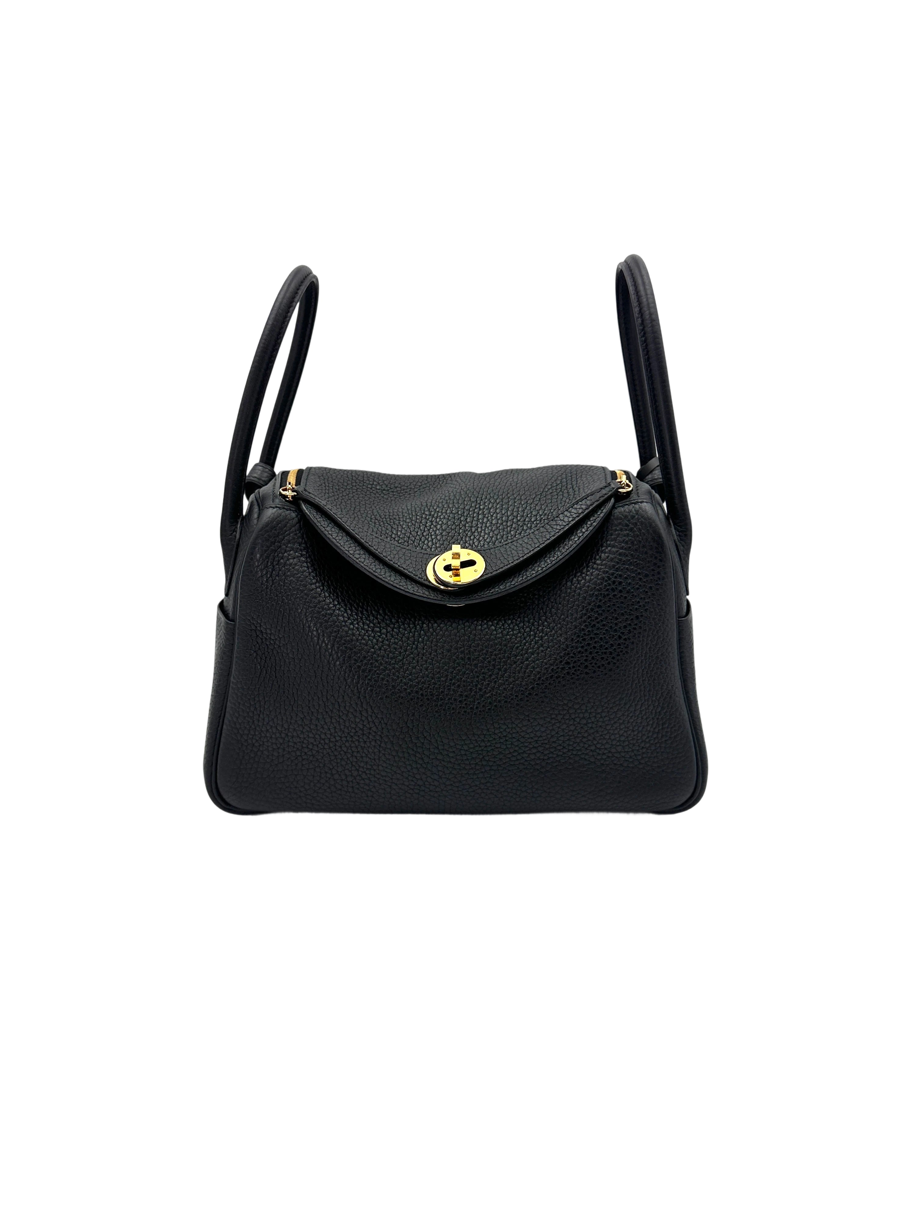 Hermes Lindy26 Black Clemence Leather Handle Bag HR107