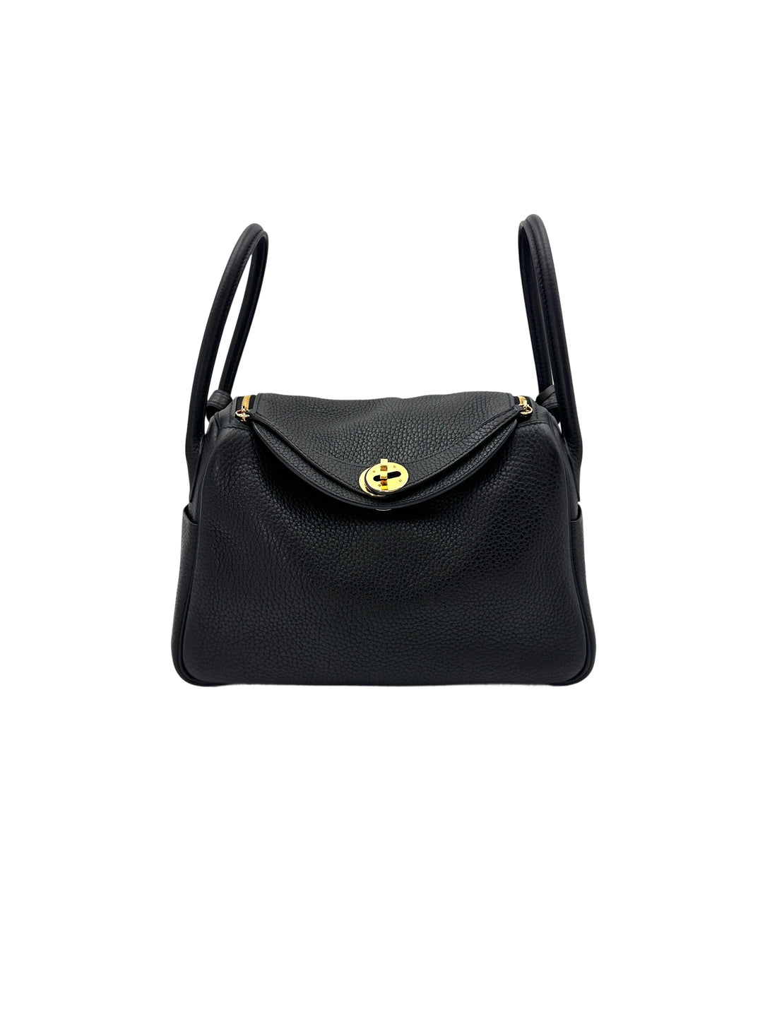 Hermes Lindy26 Black Clemence Leather Handle Bag HR107