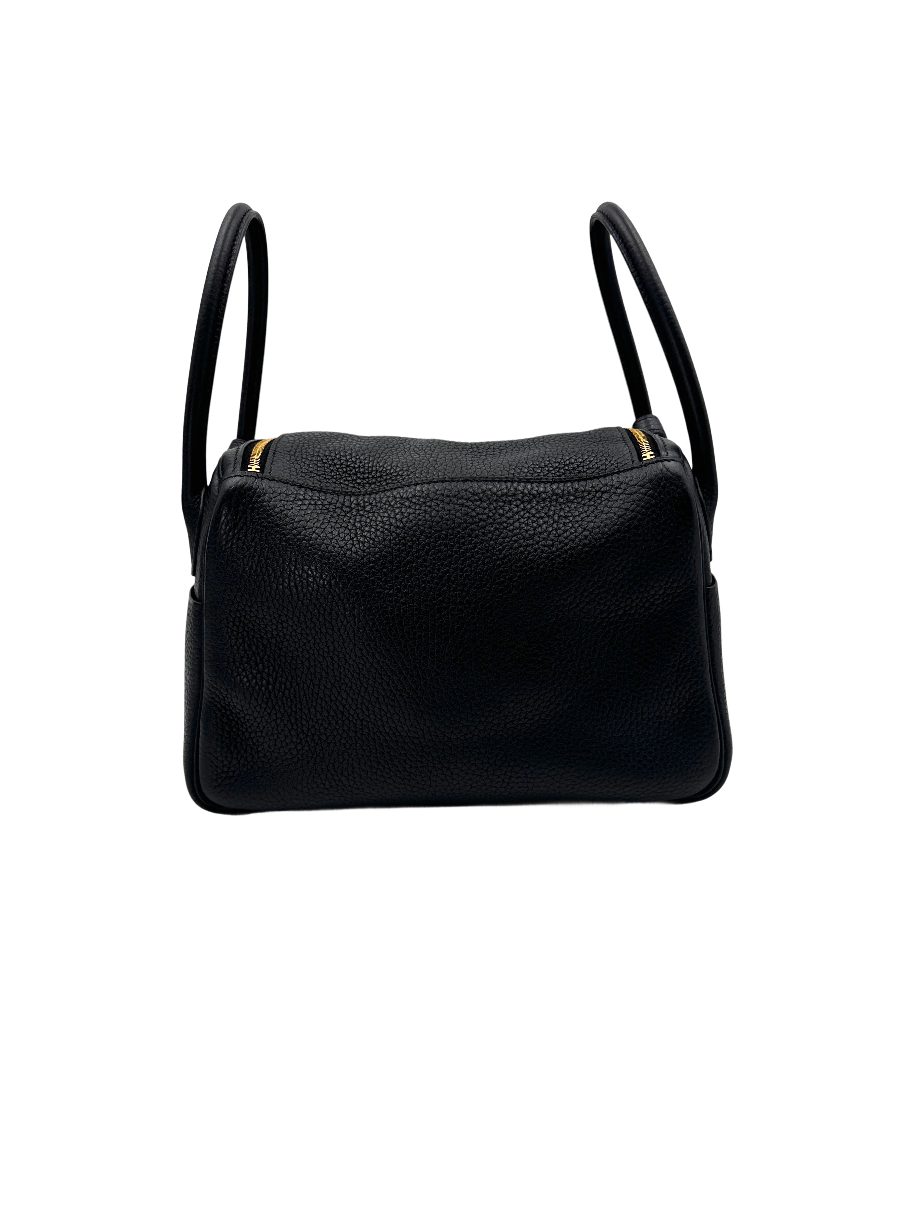 Hermes Lindy26 Black Clemence Leather Handle Bag HR107