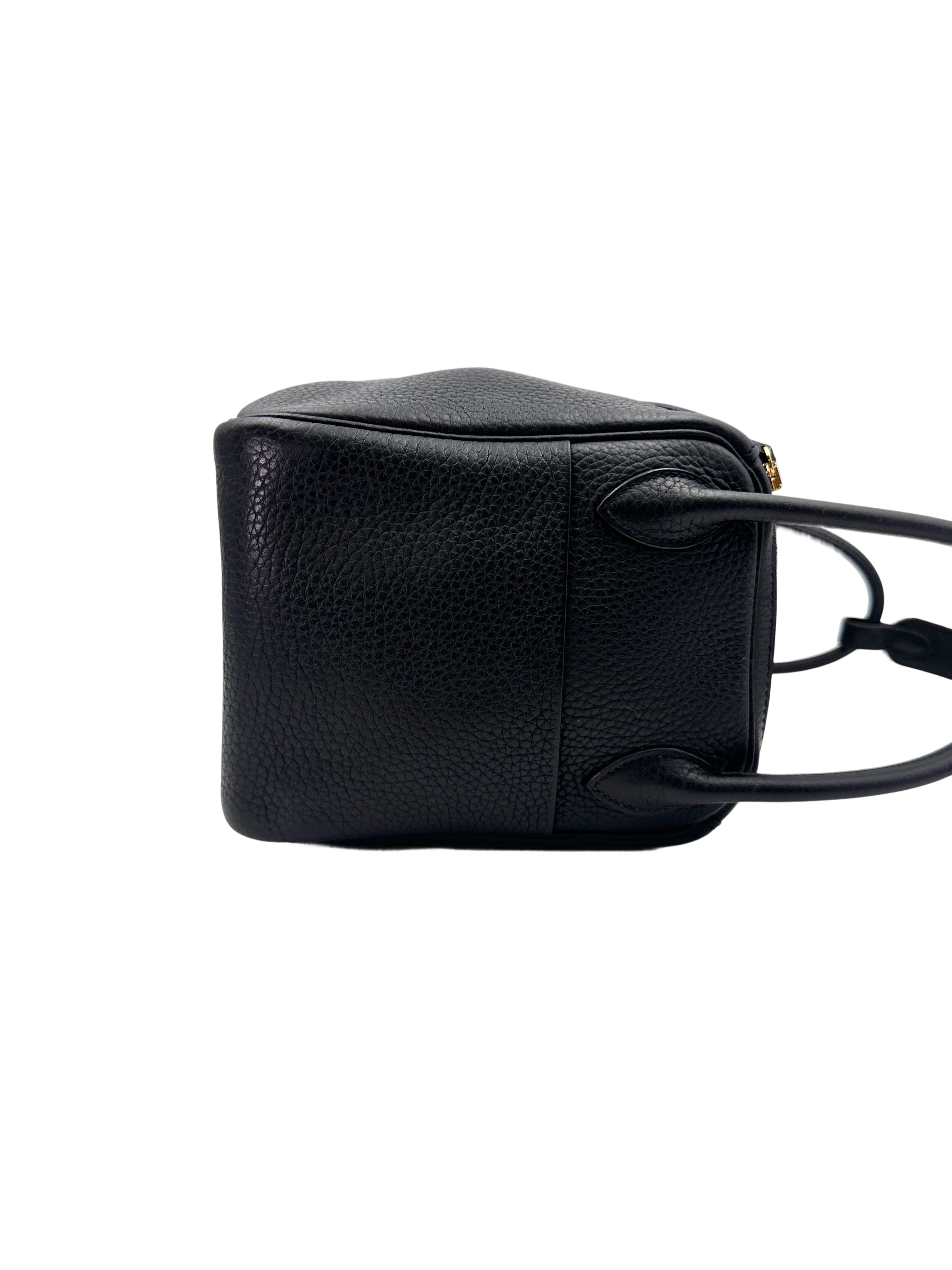 Hermes Lindy26 Black Clemence Leather Handle Bag HR107