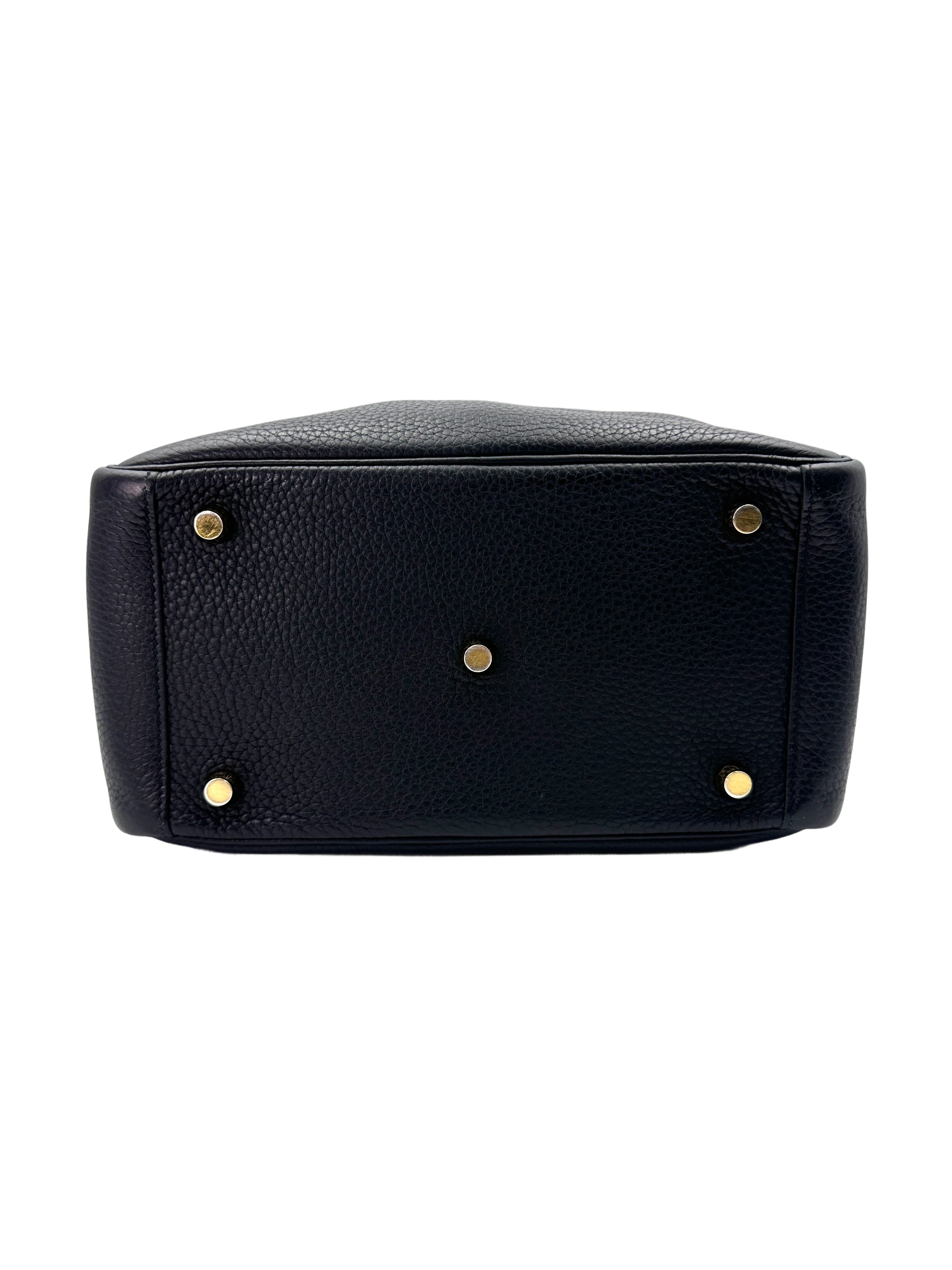 Hermes Lindy26 Black Clemence Leather Handle Bag HR107