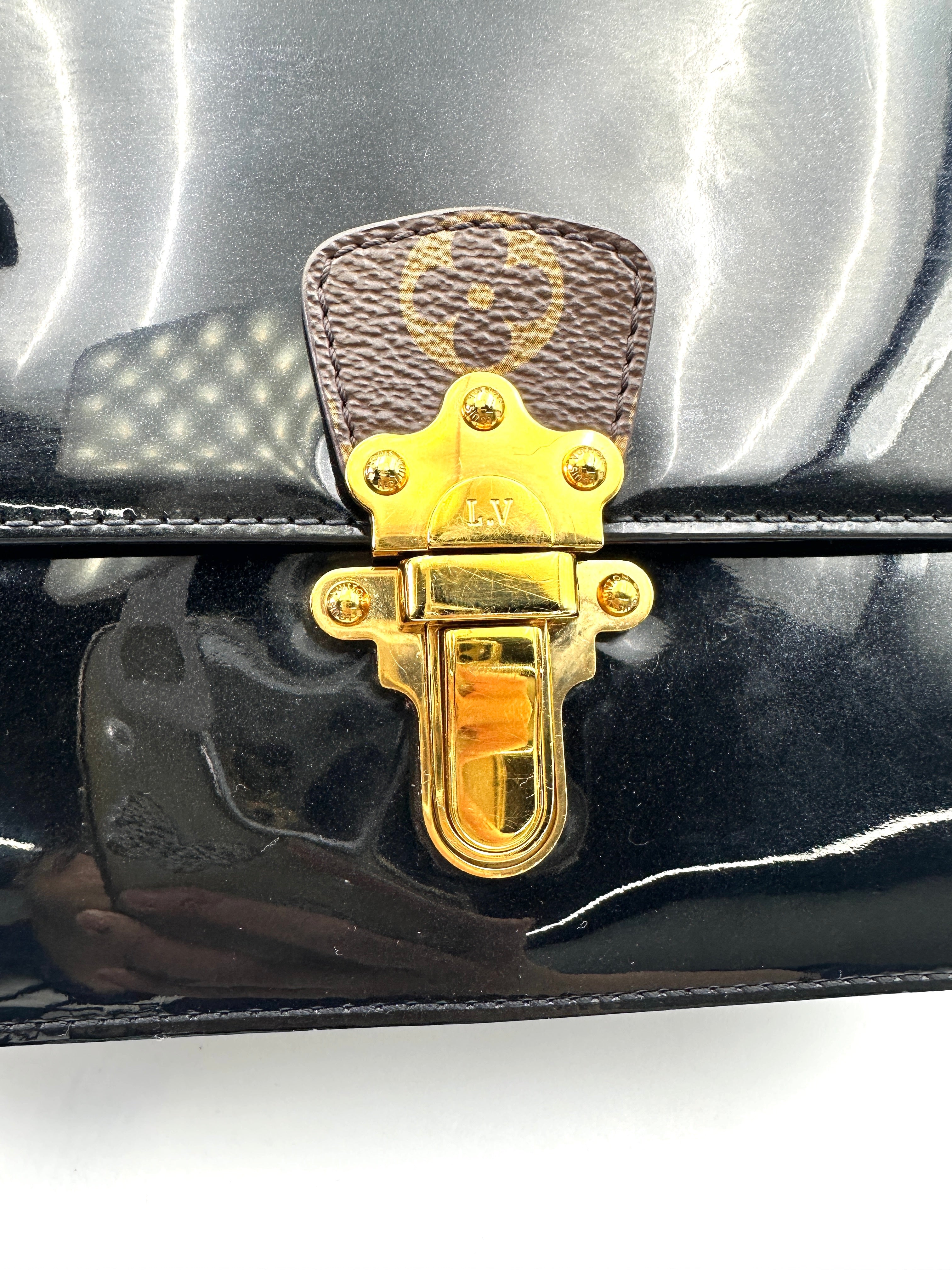Louis Vuitton Cherrywood Black Monogram Vernis Handle Bag LV2688