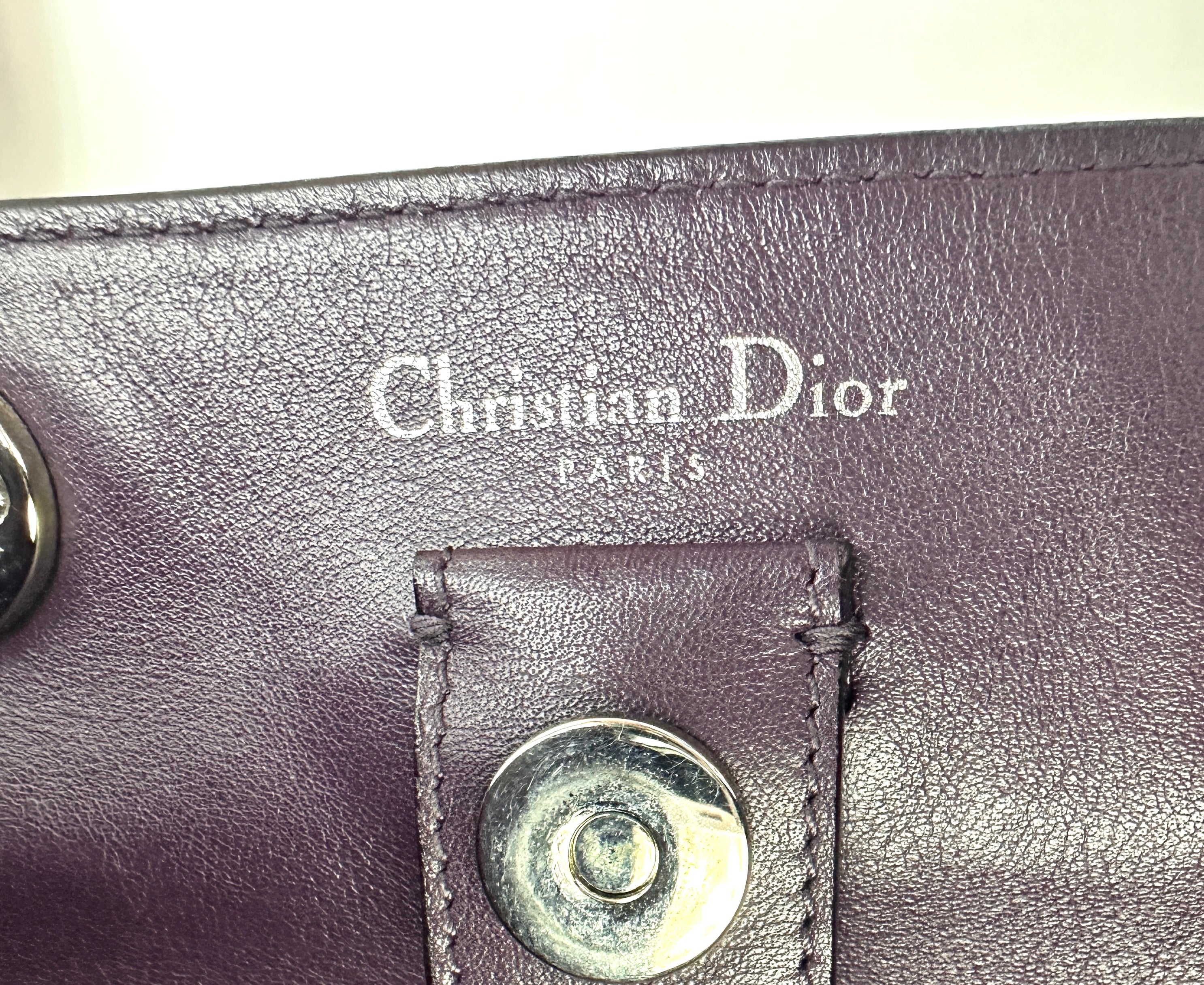 Christian Dior Diorissimo Dark Pink Leather Large Size Top Handle Bag DR724
