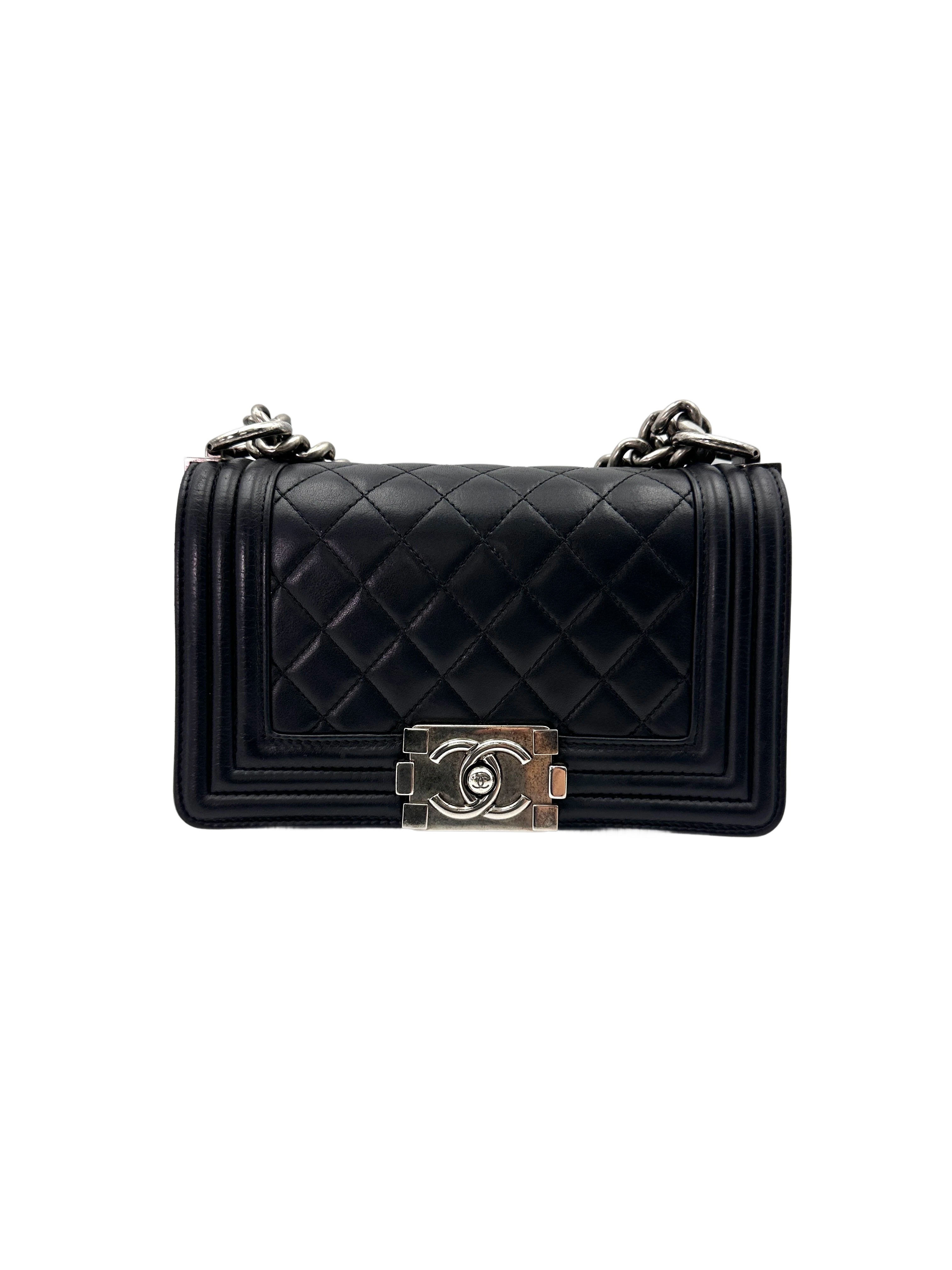 Chanel LeBoy Black Quilted Lambskin Small Size Flap Bag With Silver Buckle(16***25) CC1923