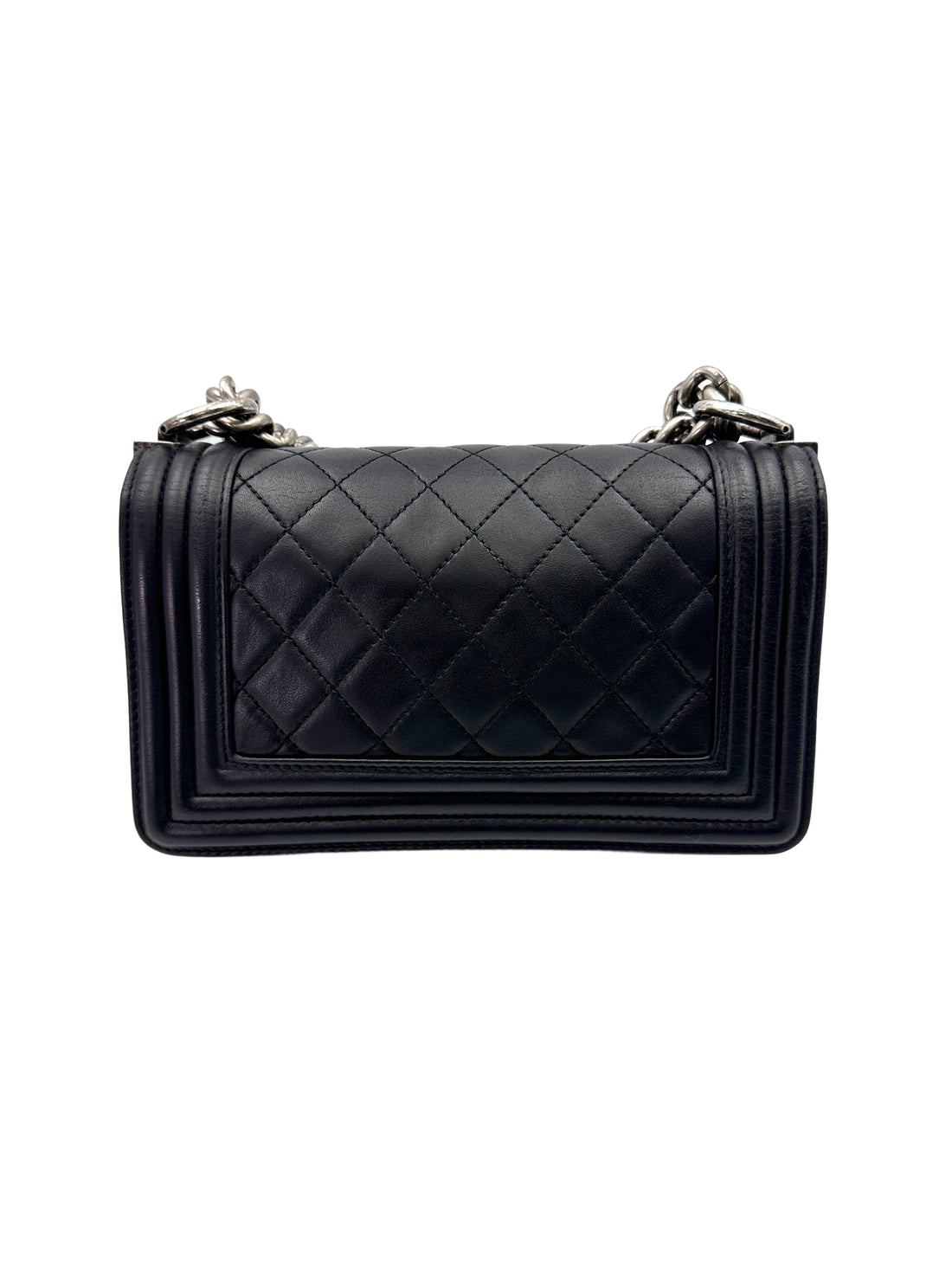 Chanel LeBoy Black Quilted Lambskin Small Size Flap Bag With Silver Buckle(16***25) CC1923