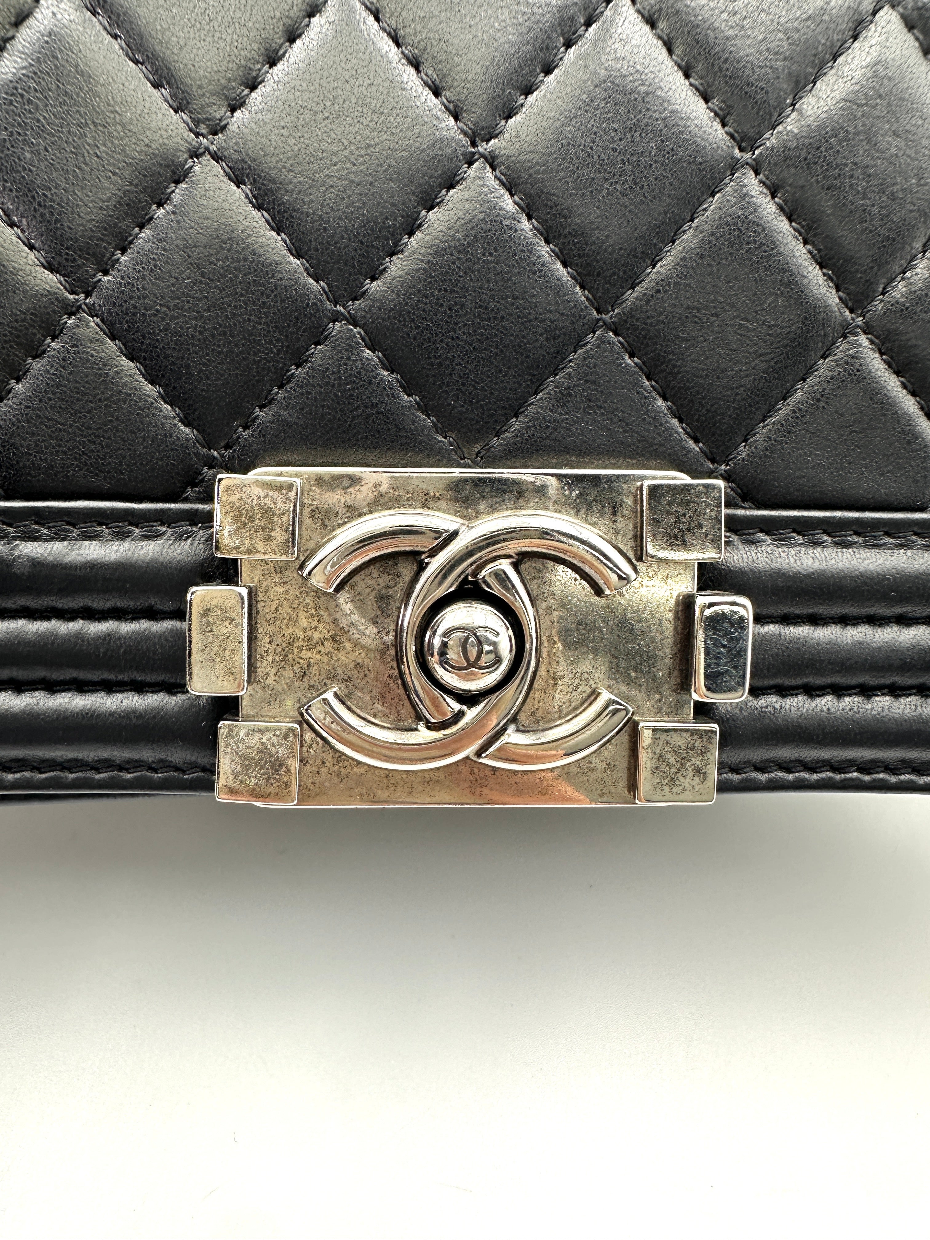 Chanel LeBoy Black Quilted Lambskin Small Size Flap Bag With Silver Buckle(16***25) CC1923