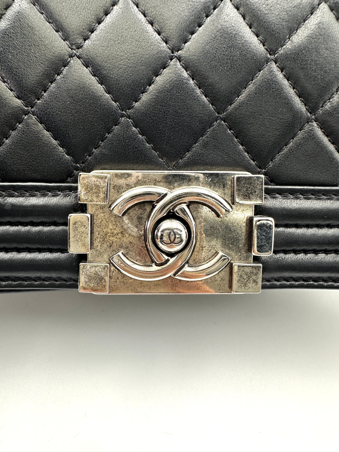 Chanel LeBoy Black Quilted Lambskin Small Size Flap Bag With Silver Buckle(16***25) CC1923