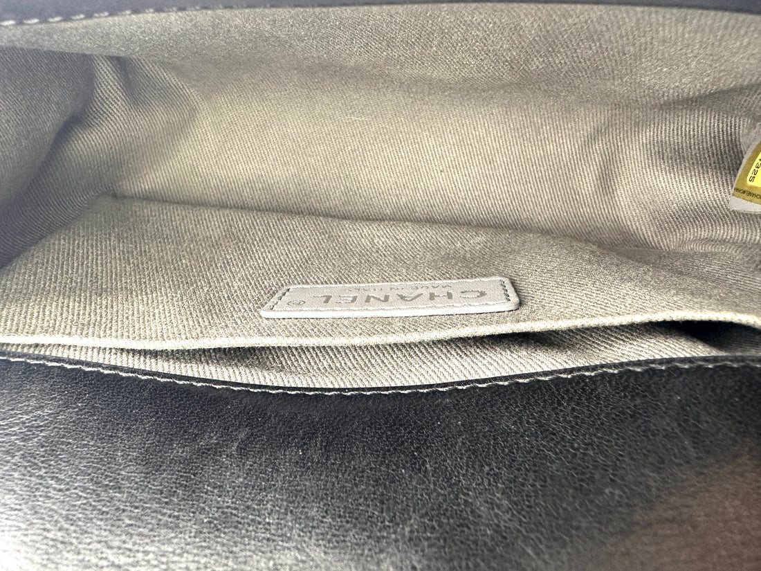 Chanel LeBoy Black Quilted Lambskin Small Size Flap Bag With Silver Buckle(16***25) CC1923