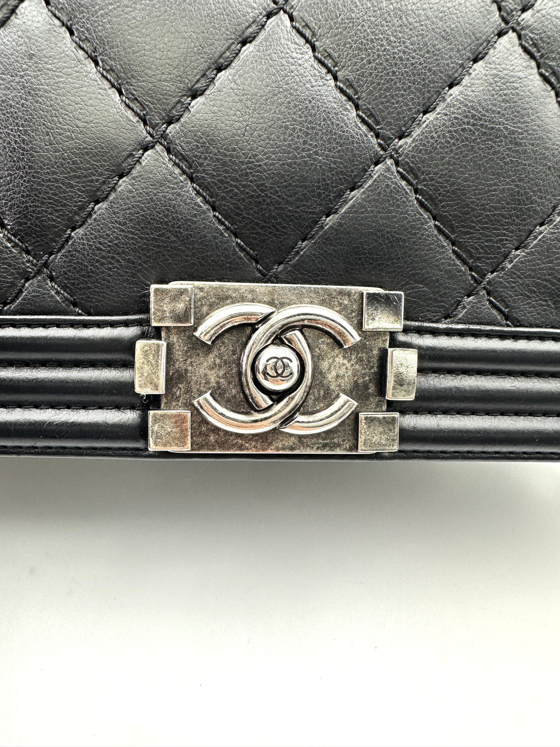 Chanel LeBoy Black Quilted Calfskin Medium Size Flap Bag With Silver Buckle(18***81) CC1924