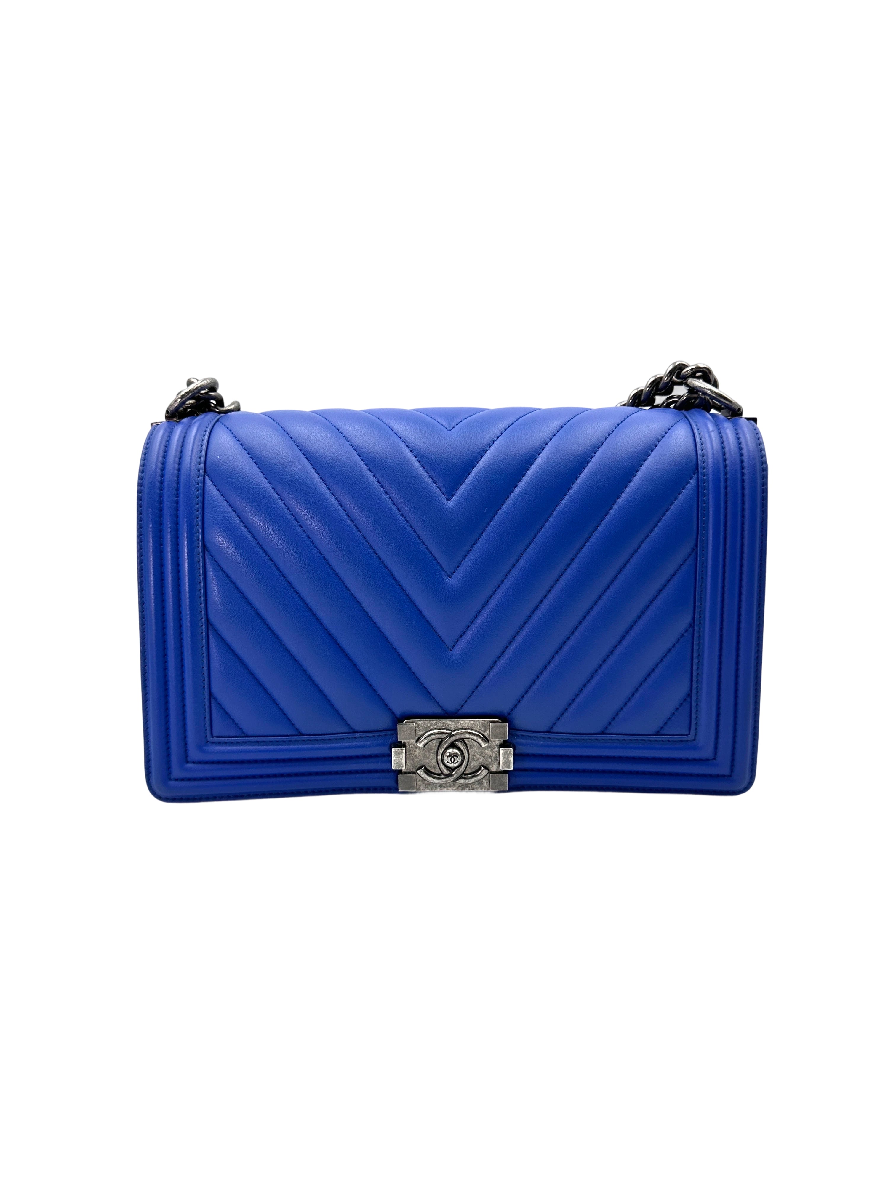 Chanel LeBoy Black Chevron Quilted Leather Flap Bag With Silver Buckle(22***64) CC1927