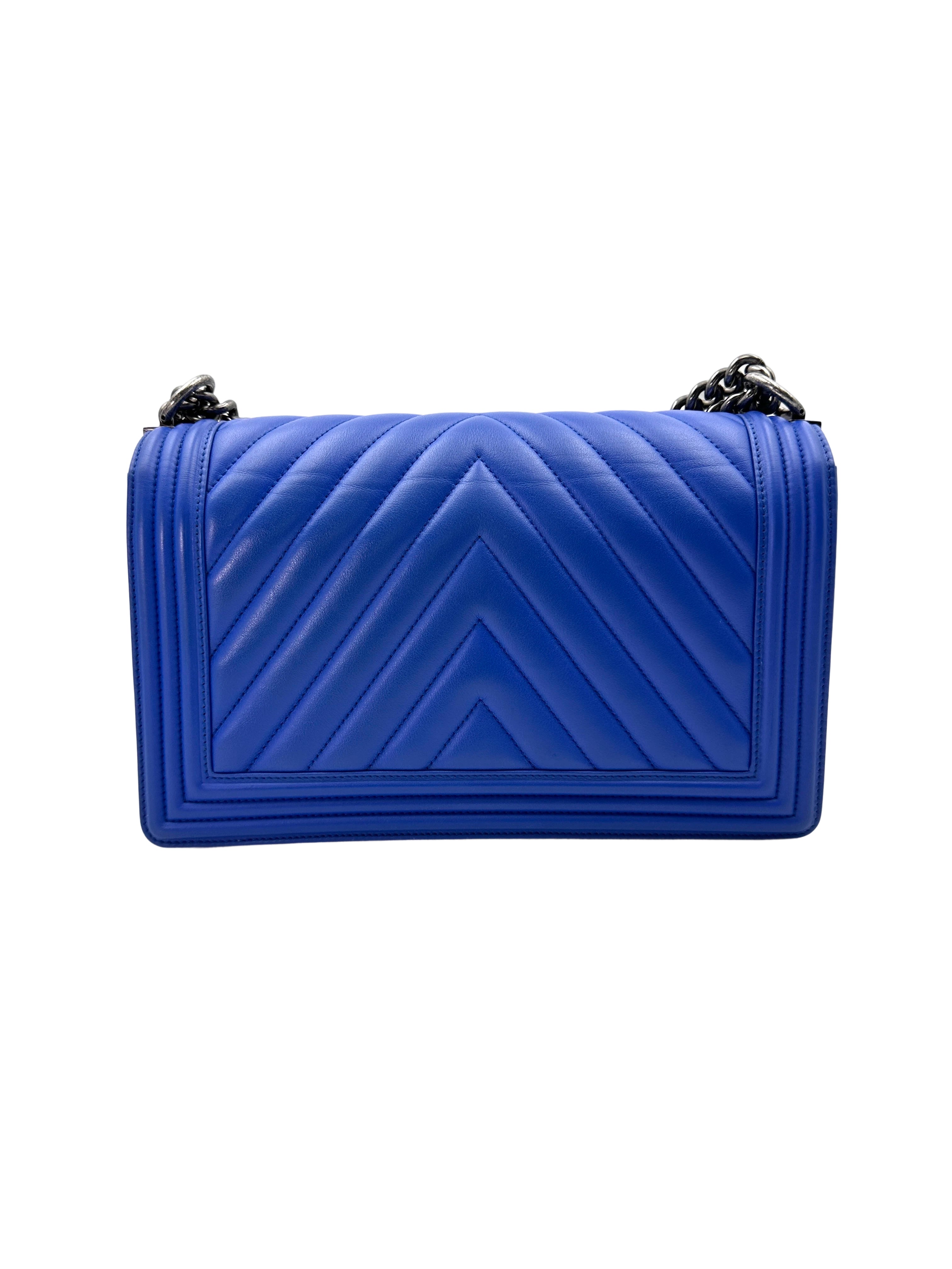 Chanel LeBoy Black Chevron Quilted Leather Flap Bag With Silver Buckle(22***64) CC1927