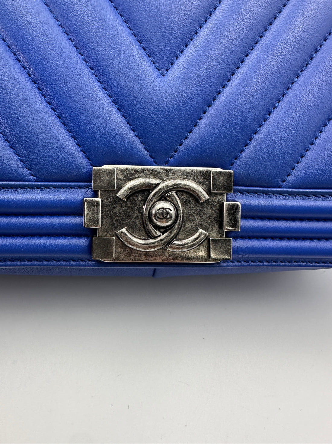 Chanel LeBoy Black Chevron Quilted Leather Flap Bag With Silver Buckle(22***64) CC1927