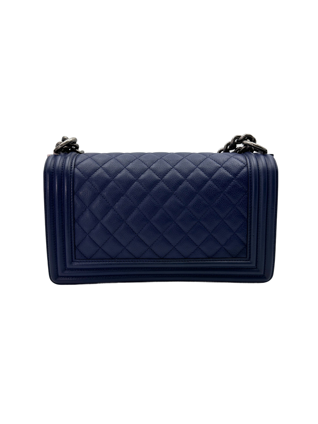 Chanel LeBoy Blue Quilted Leather Flap Bag With Silver Buckle(23***11) CC1928