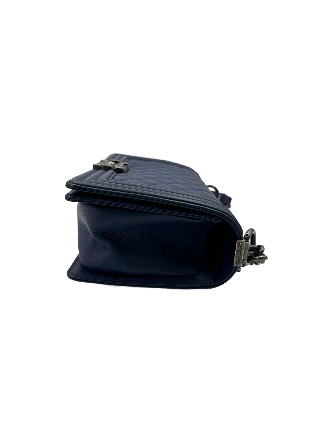 Chanel LeBoy Blue Quilted Leather Flap Bag With Silver Buckle(23***11) CC1928