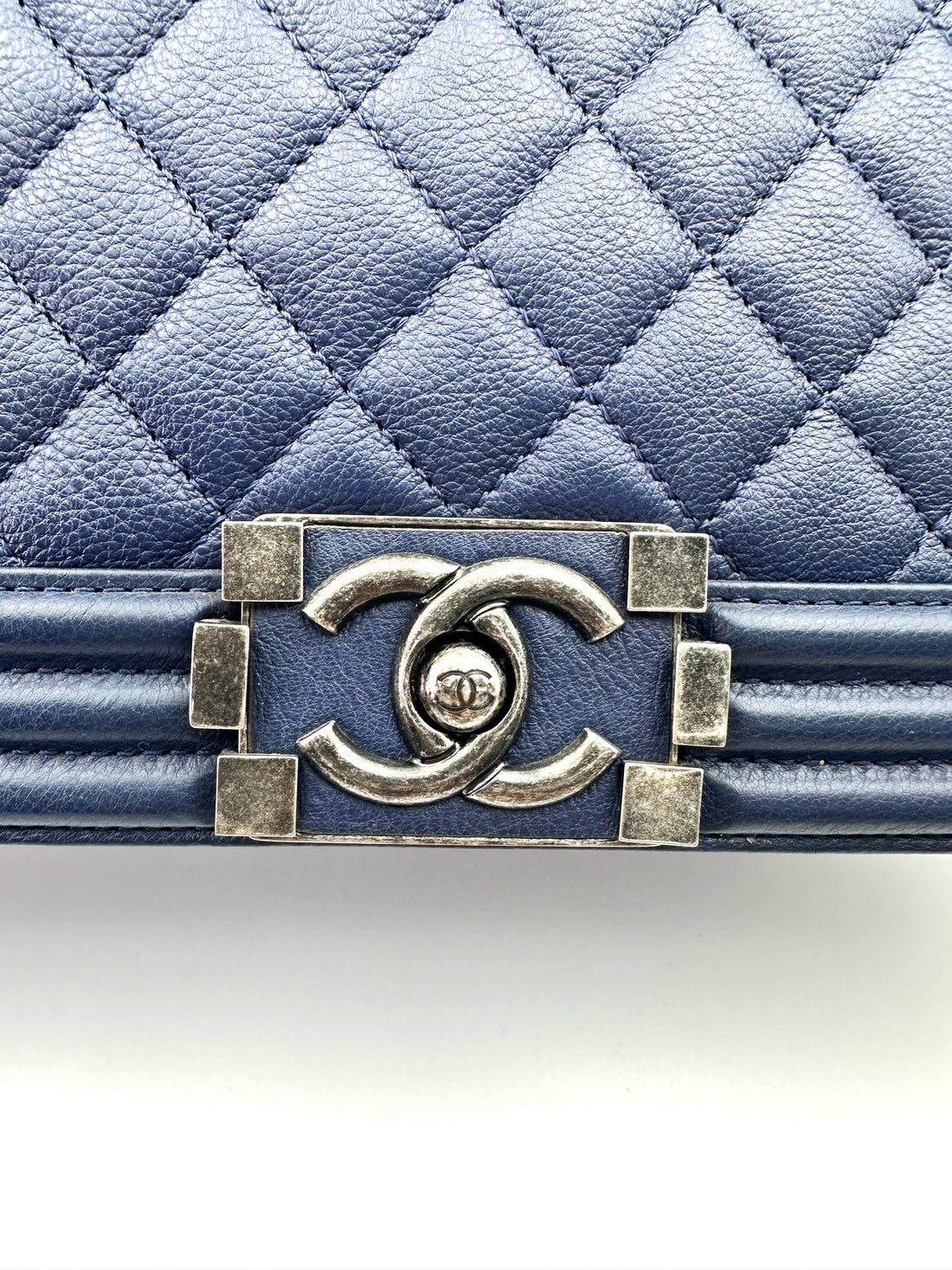 Chanel LeBoy Blue Quilted Leather Flap Bag With Silver Buckle(23***11) CC1928