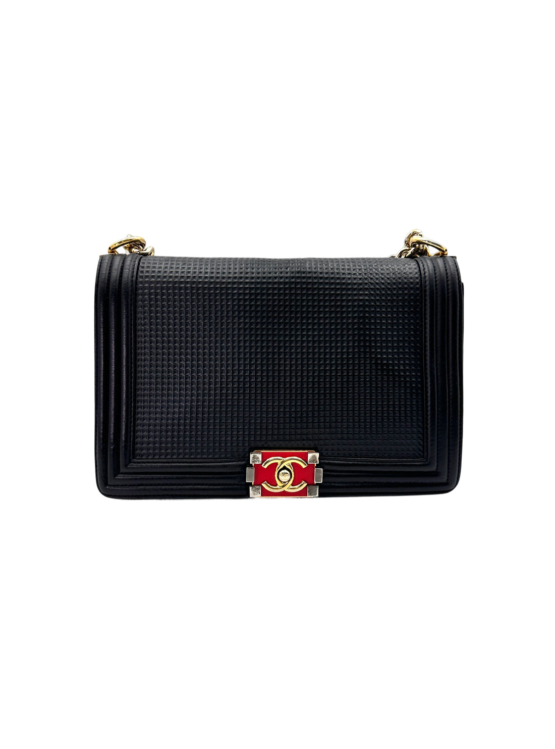 Chanel LeBoy Navy Cube Embossed Flap Bag(18***00) CC1926