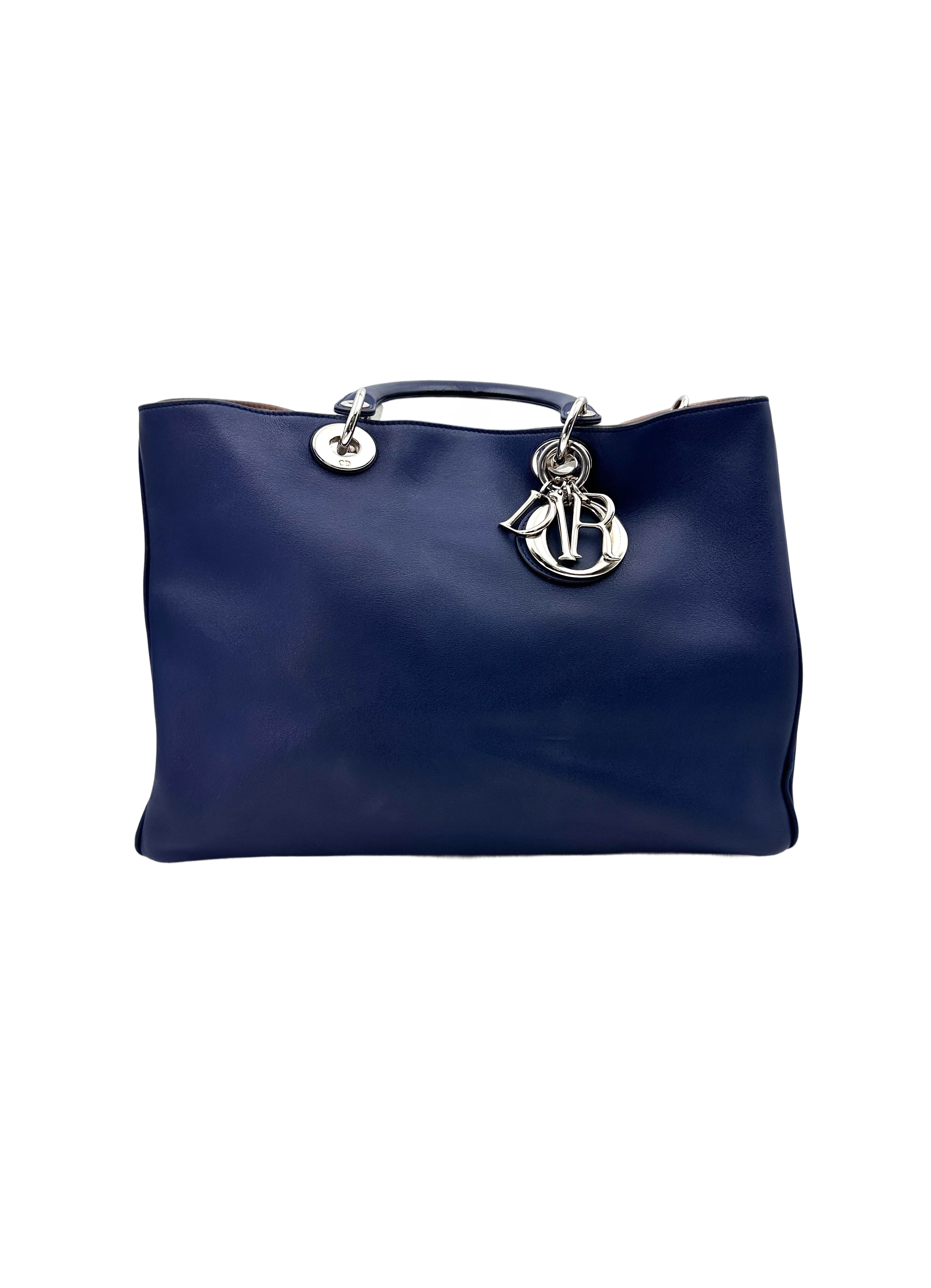 Christian Dior Diorissimo Blue Leather Top Handle Bag DR725