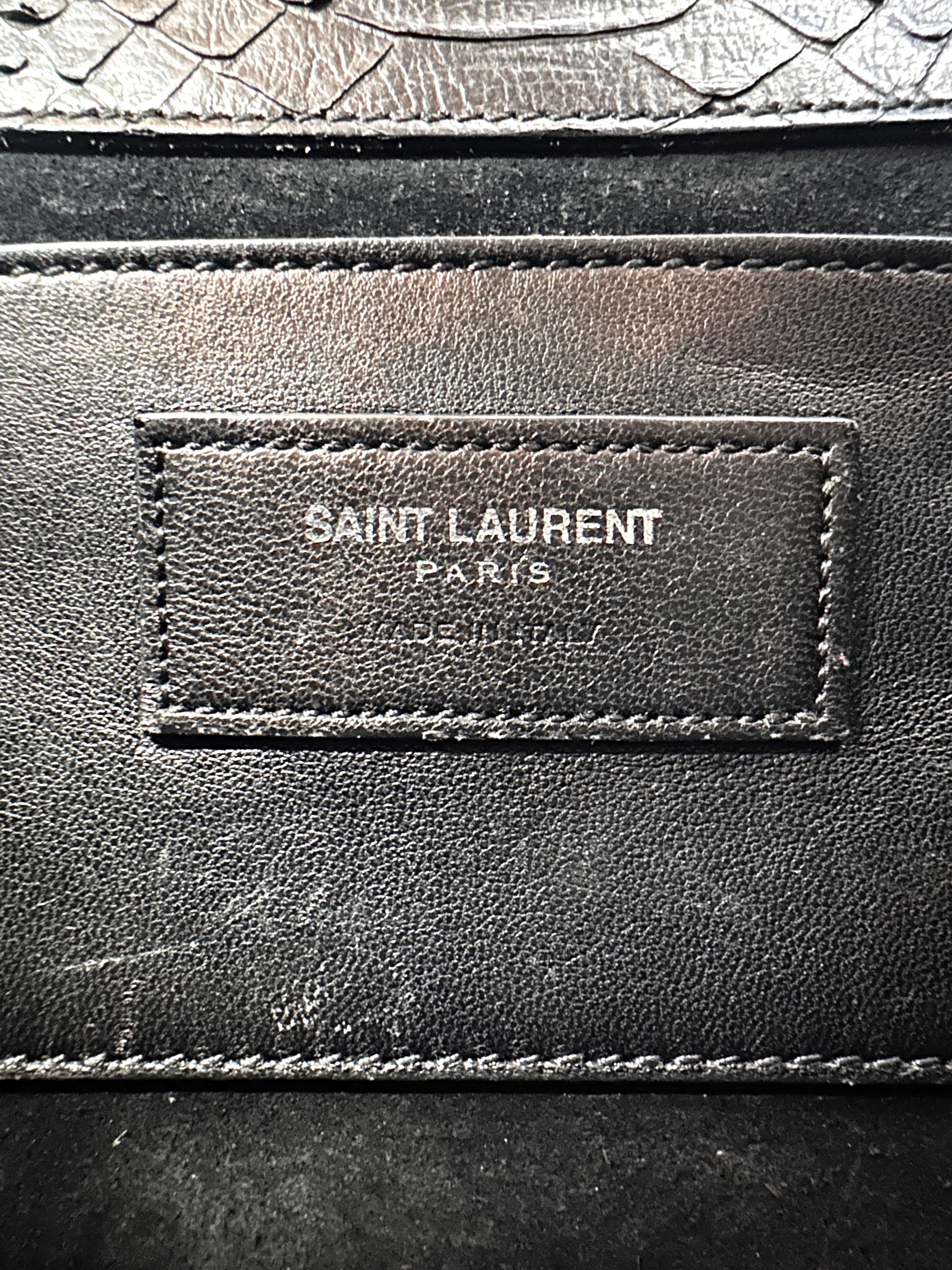 Saint Laurent Kate Tassel Black Python Embossed Leather Shoulder Bag SL200