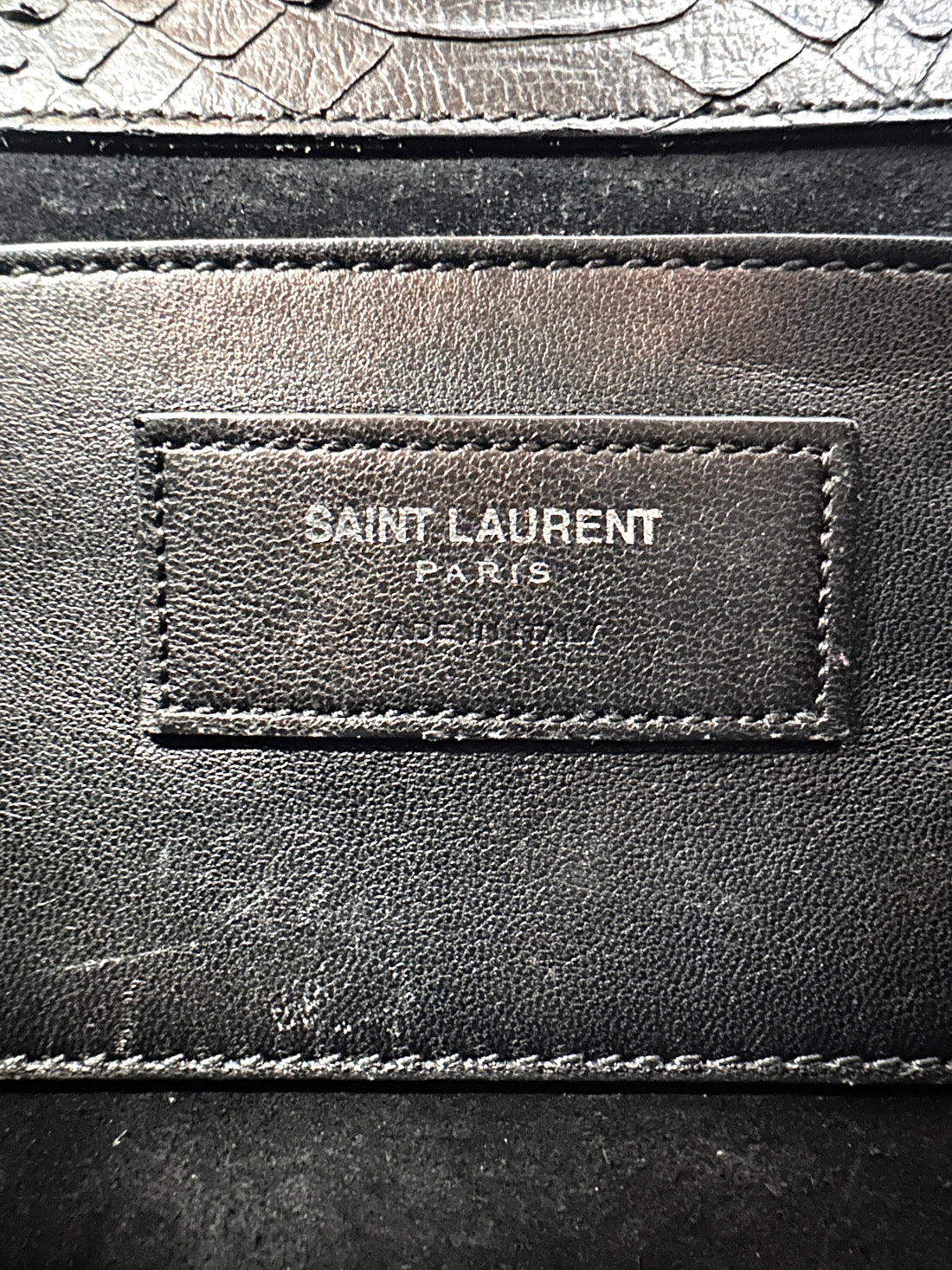 Saint Laurent Kate Tassel Black Python Embossed Leather Shoulder Bag SL200