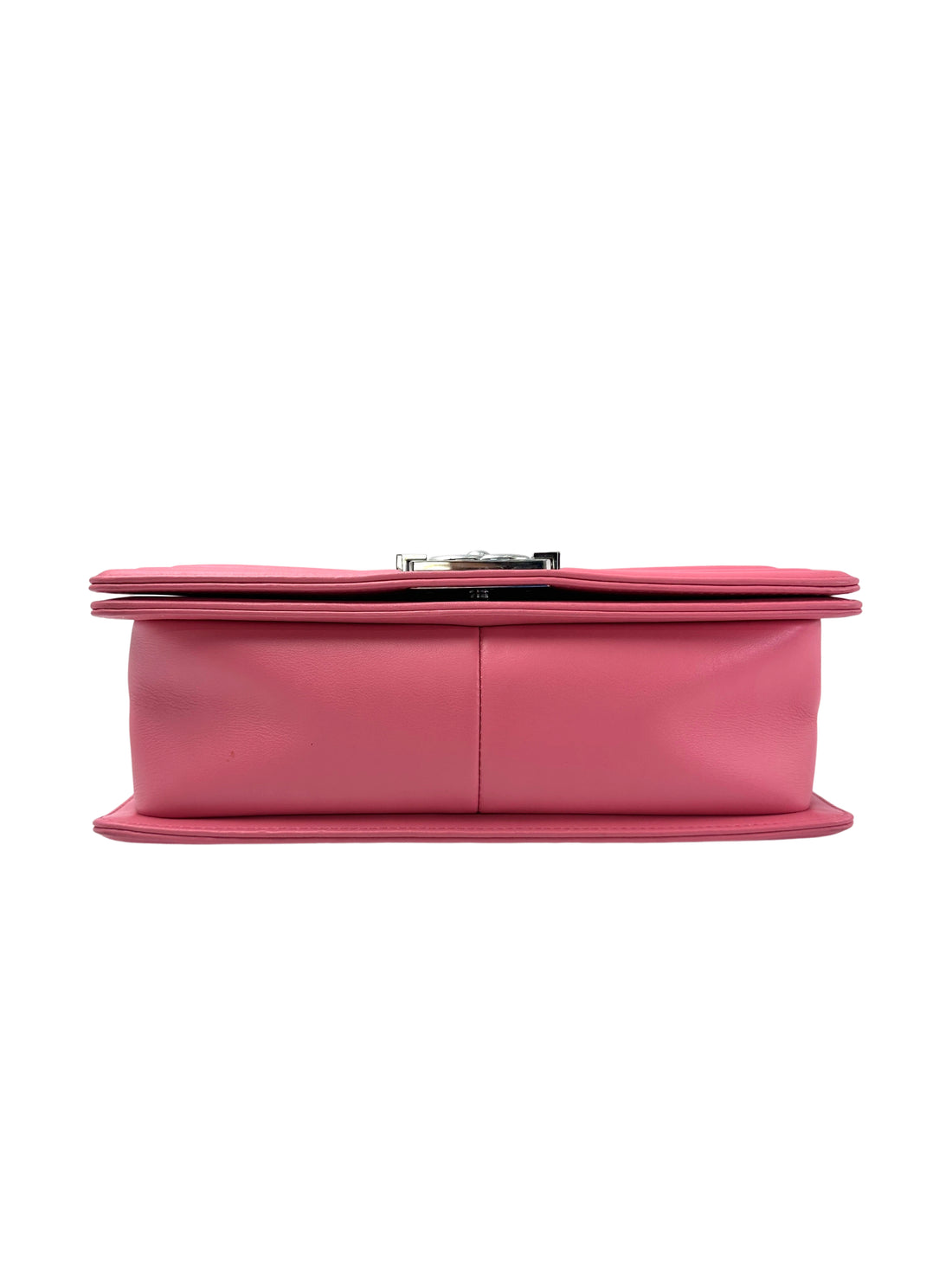 Chanel LeBoy Pink Chevron Quilted Leather Medium Size Flap Bag With Silver Buckle(22***50) CC1932