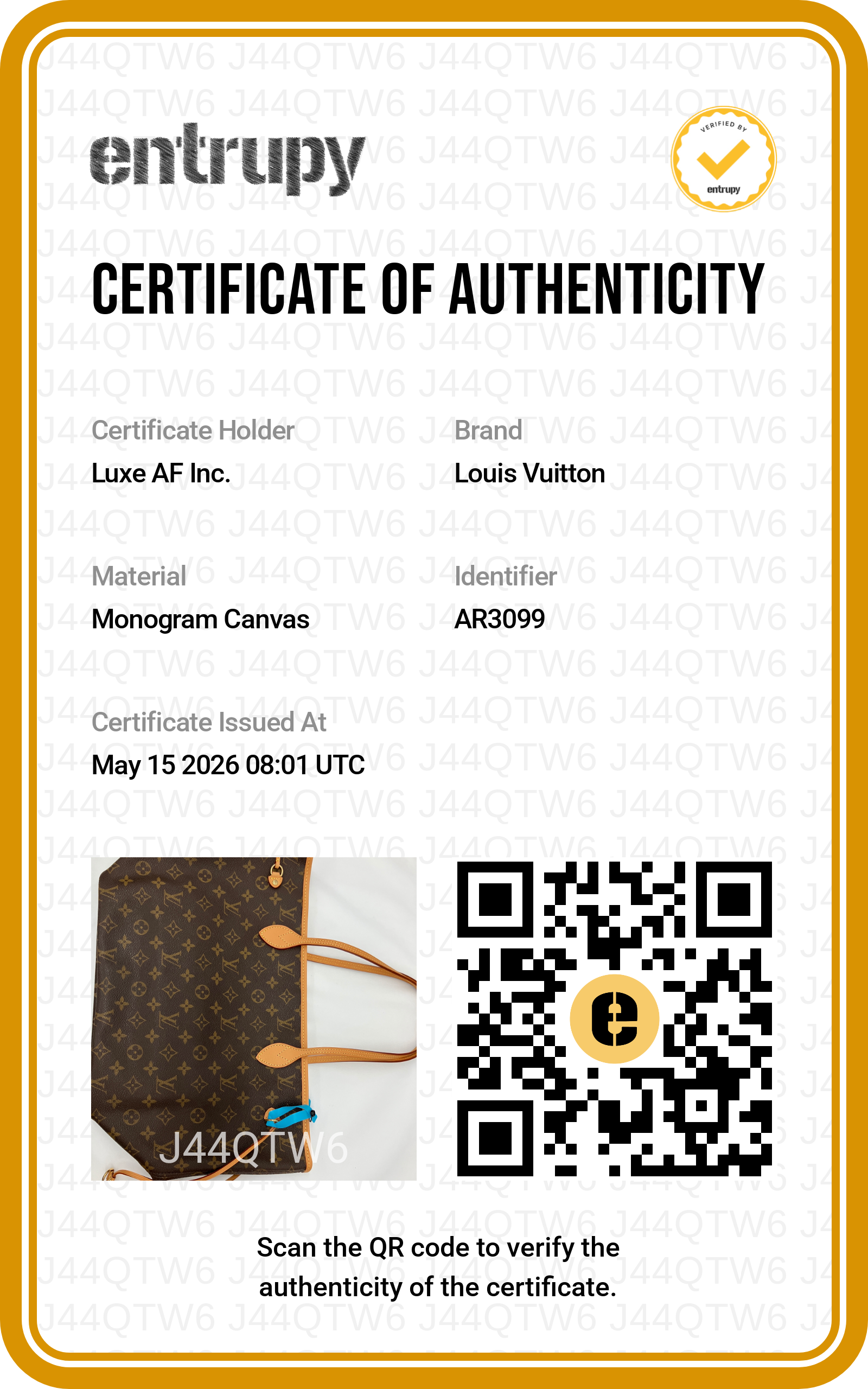 Louis Vuitton Neverfull Monogram Canvas Shoulder Bag LV2698