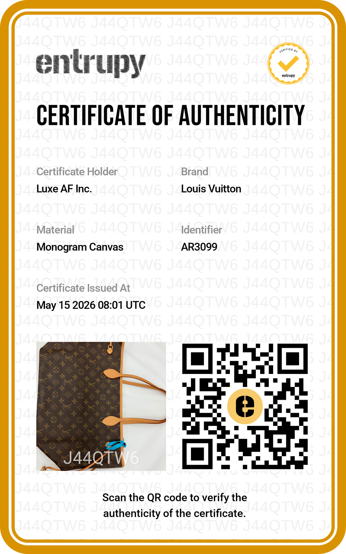 Louis Vuitton Neverfull Monogram Canvas Shoulder Bag LV2698