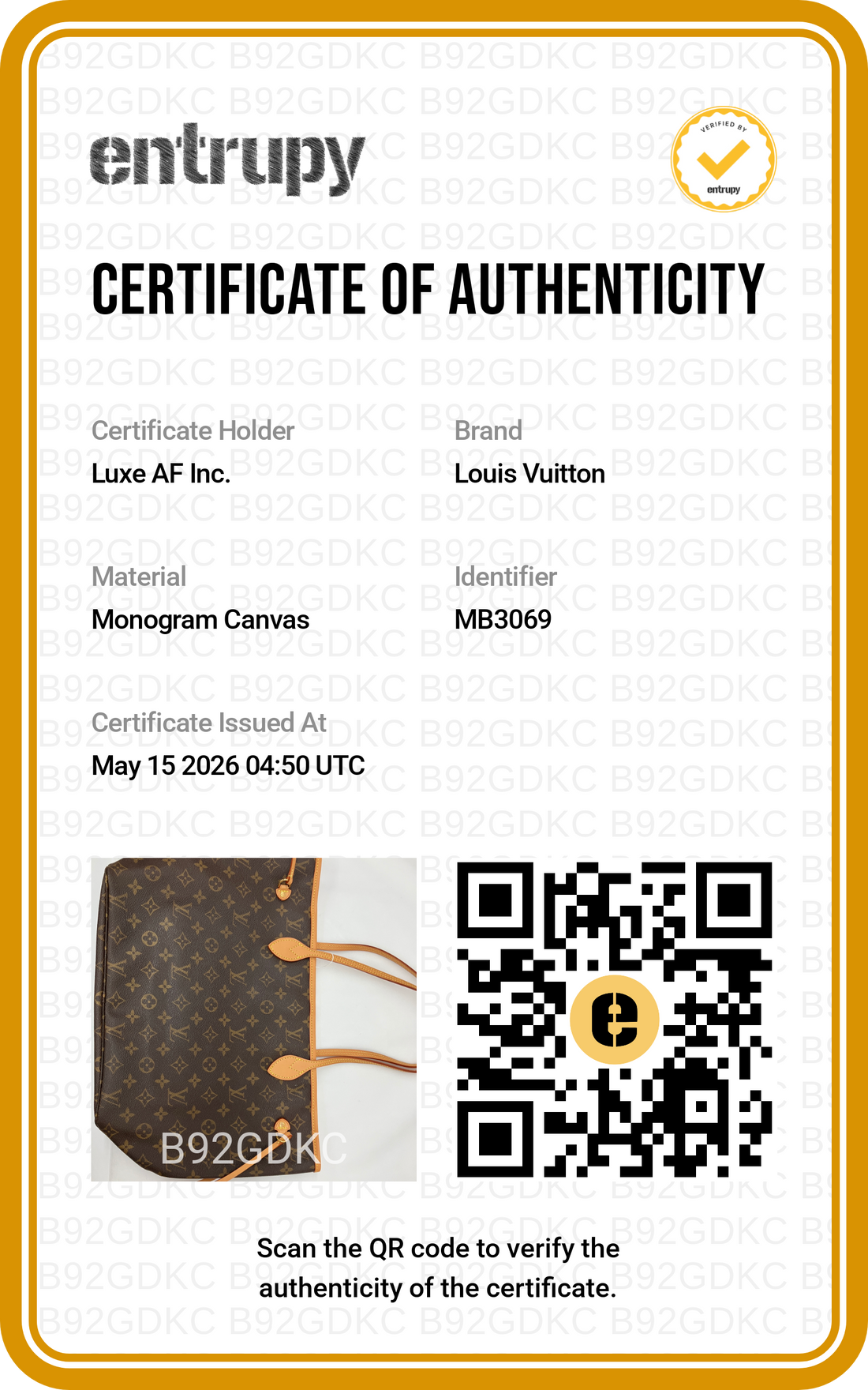 Louis Vuitton Neverfull Monogram Canvas Shoulder Bag LV2685