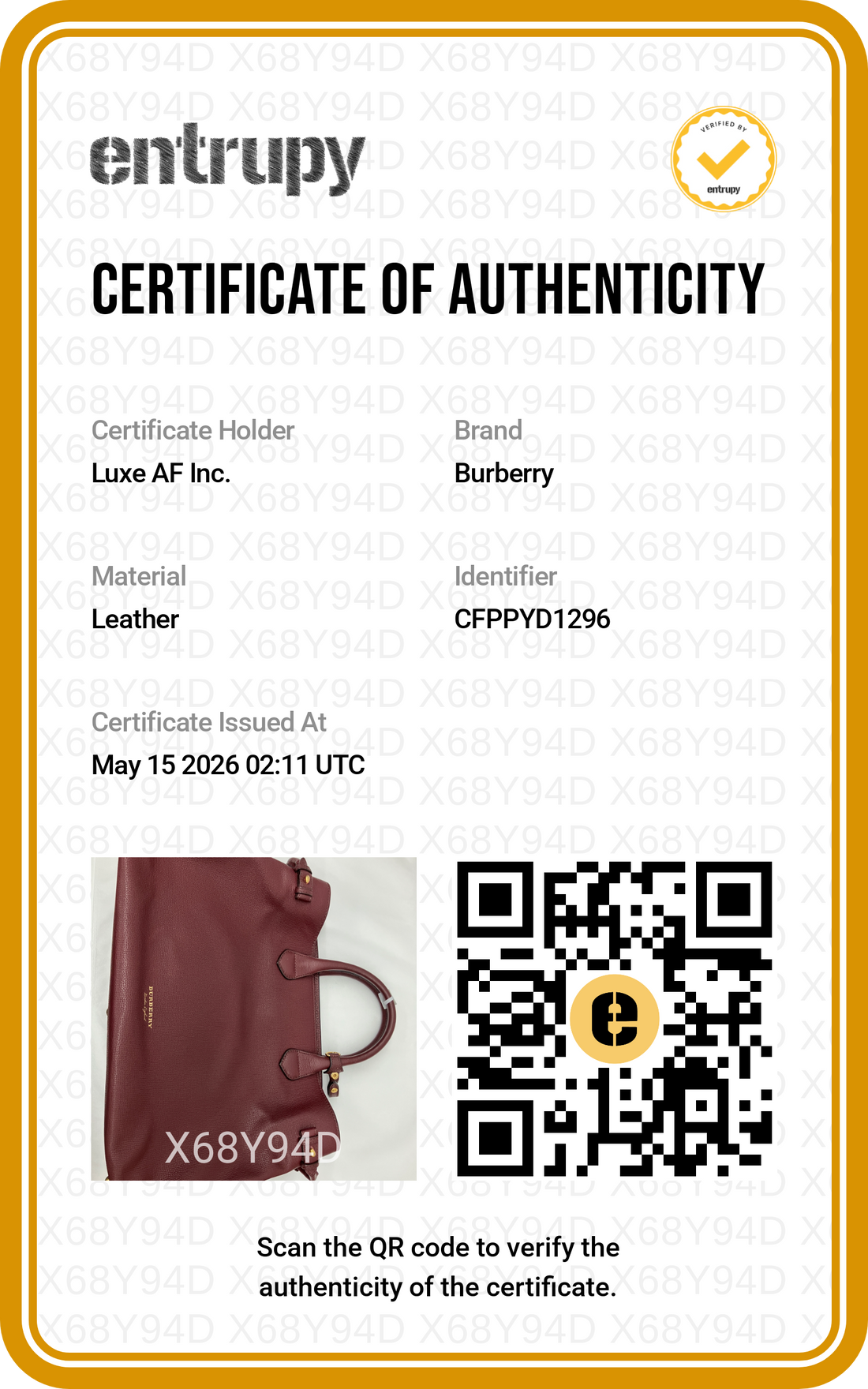 Burberry The Banner Dark Red Leather Handle Bag BR50