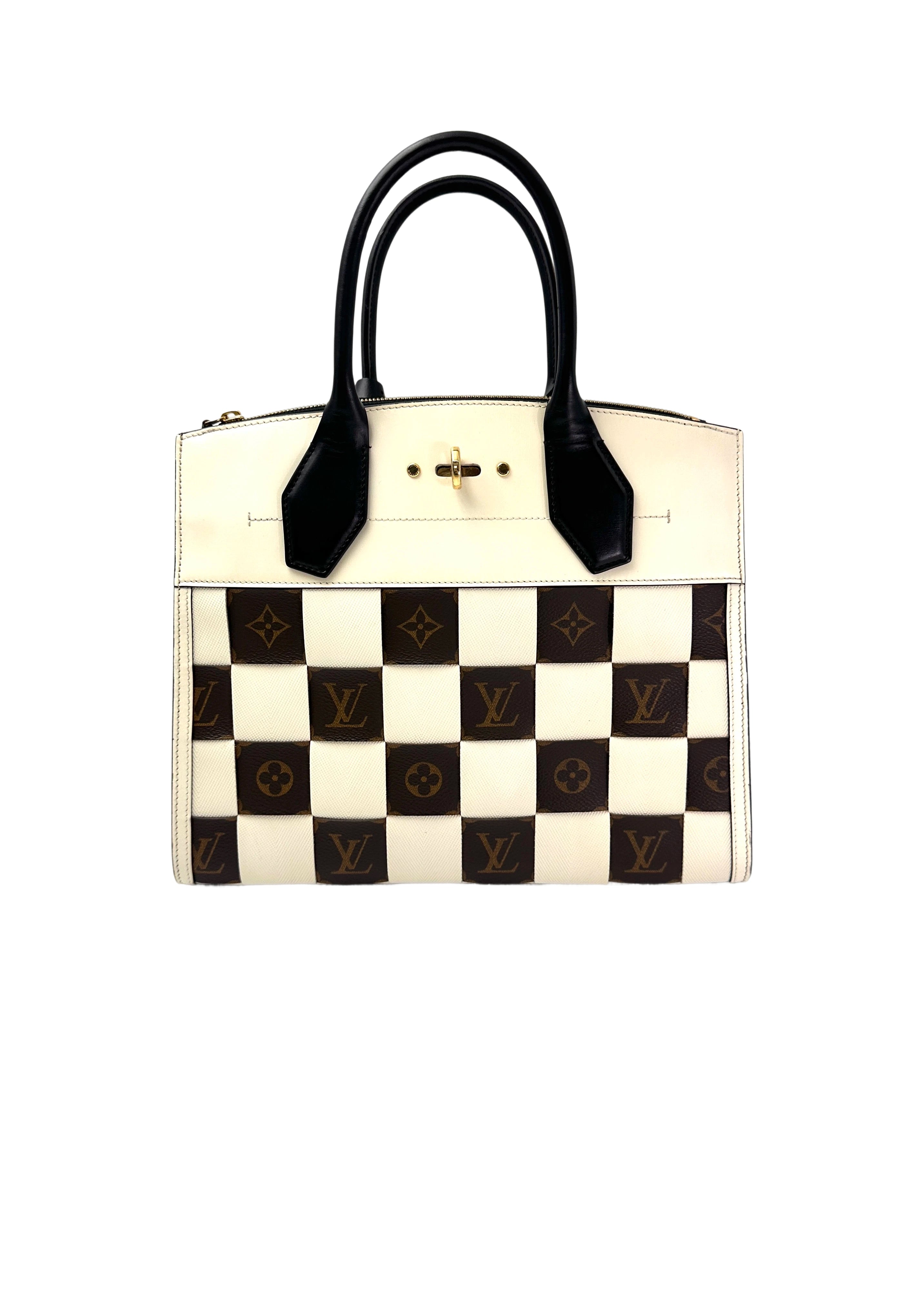 Louis Vuitton City Steamer Damier Tressage Monogram Canvas Leather Handle Bag LV2701