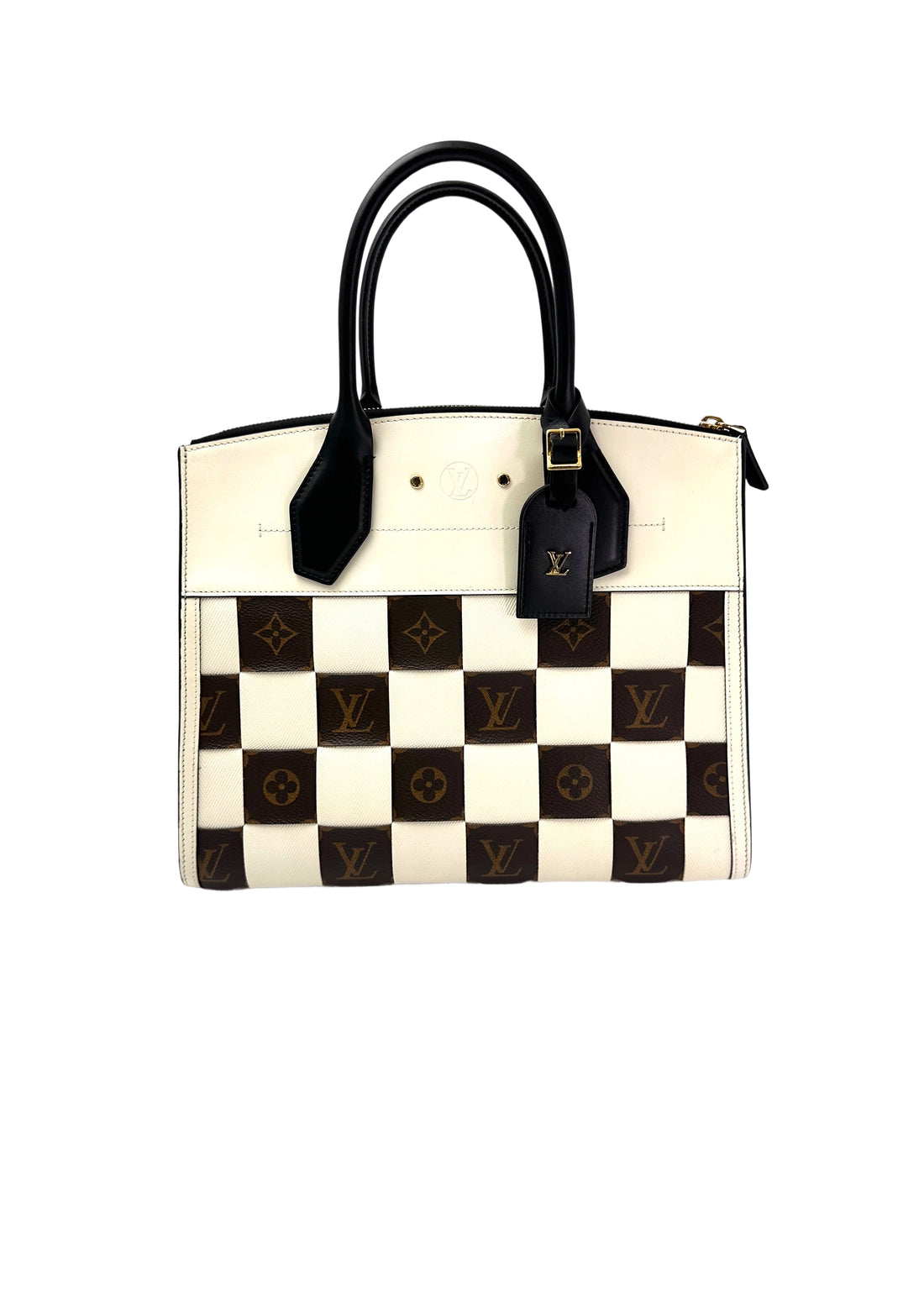 Louis Vuitton City Steamer Damier Tressage Monogram Canvas Leather Handle Bag LV2701