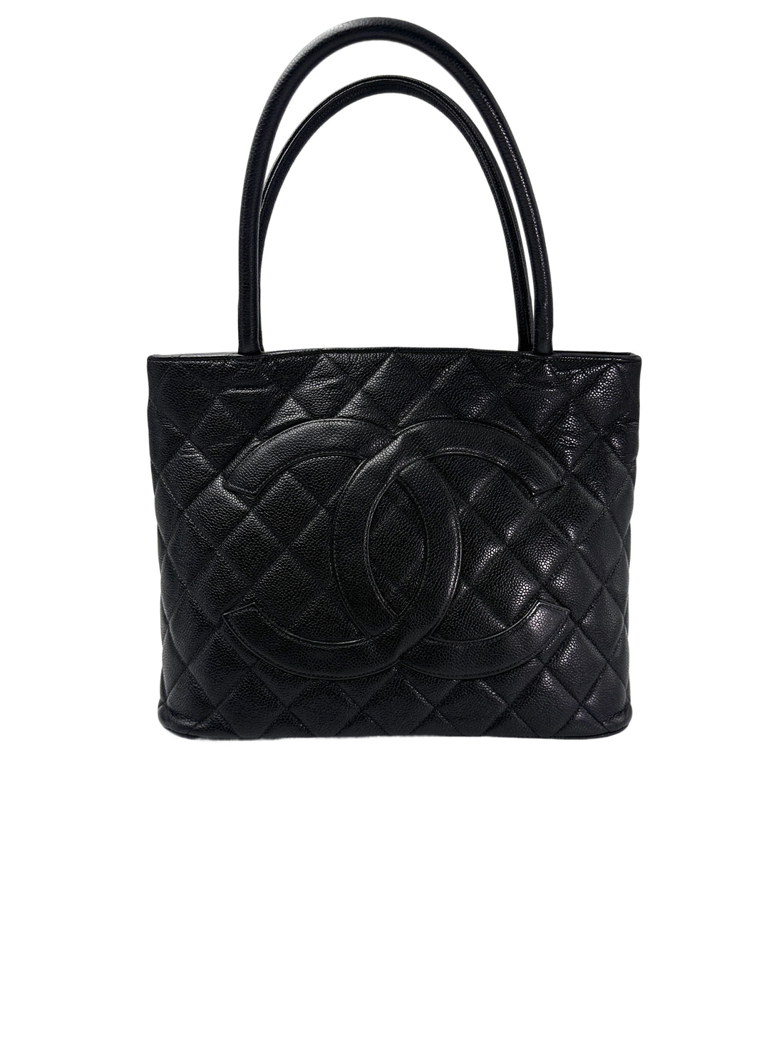 Chanel Medallion Black Quilted Leather Tote Handle Bag(56***95) CC1934