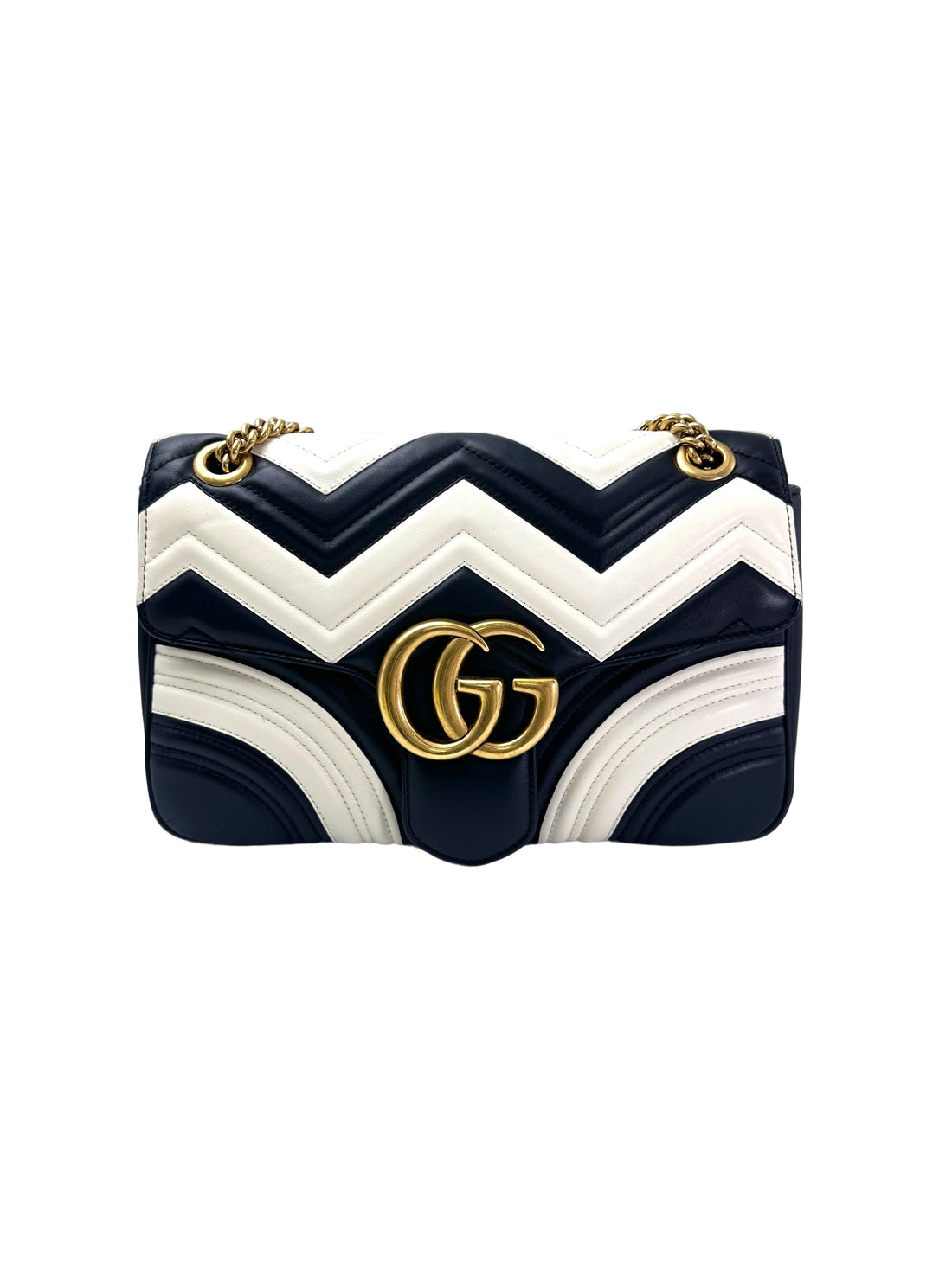 Gucci GG Marmont Black/White Matelasse Leather Shoulder Bag GG964