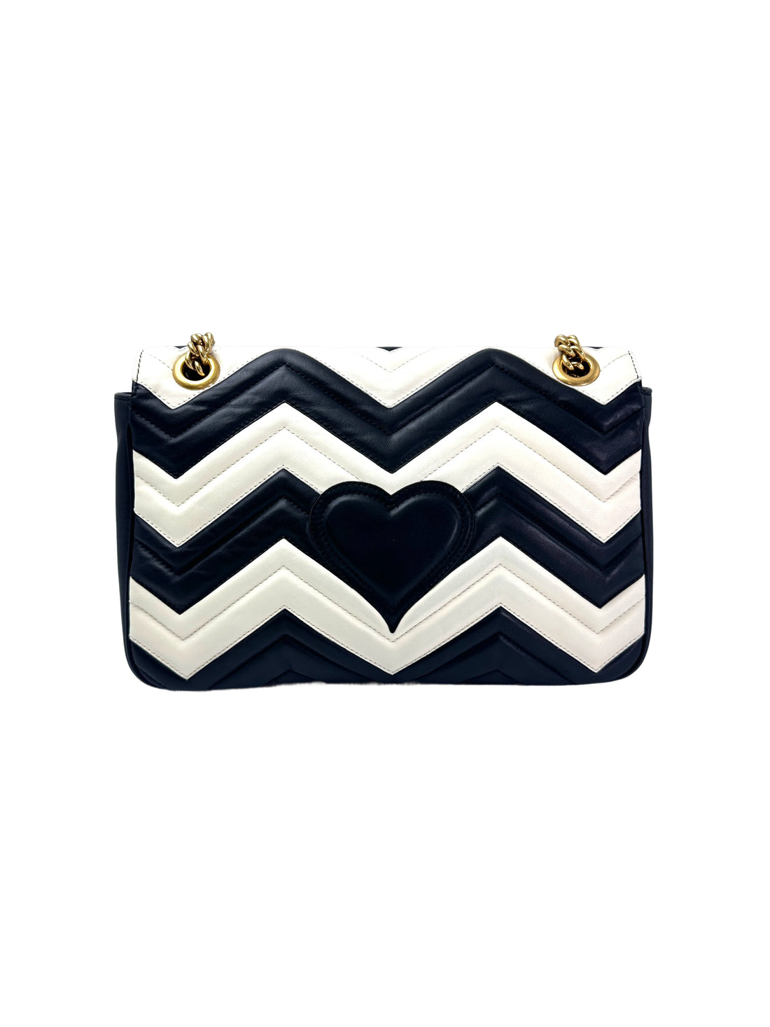 Gucci GG Marmont Black/White Matelasse Leather Shoulder Bag GG964