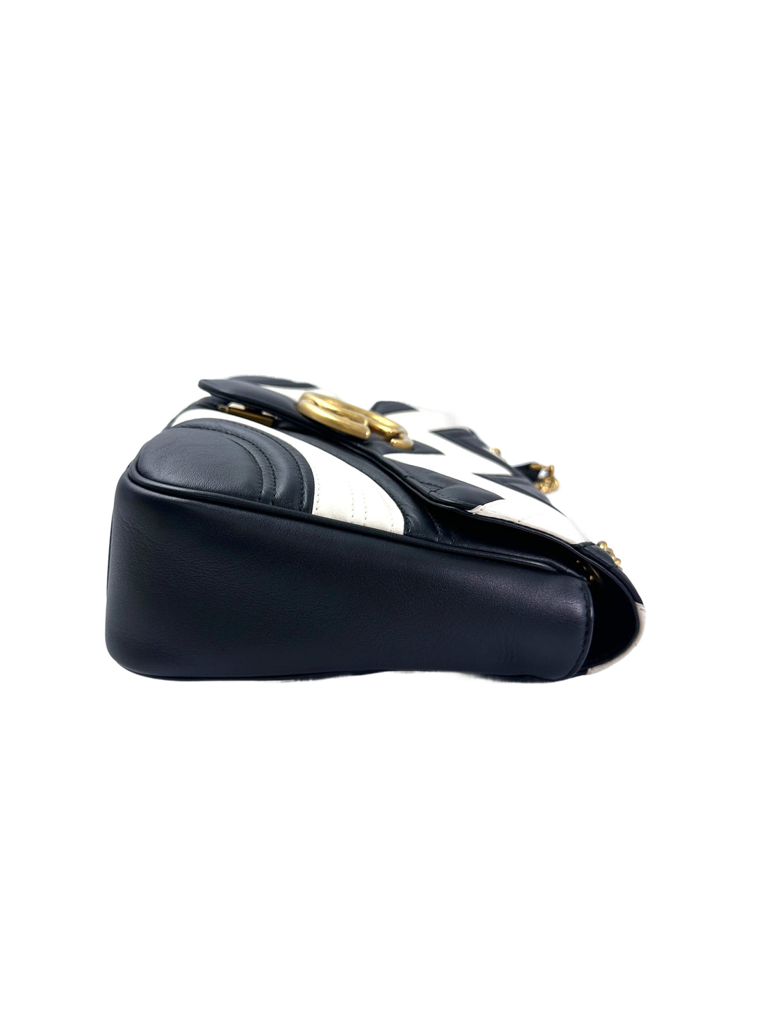 Gucci GG Marmont Black/White Matelasse Leather Shoulder Bag GG964