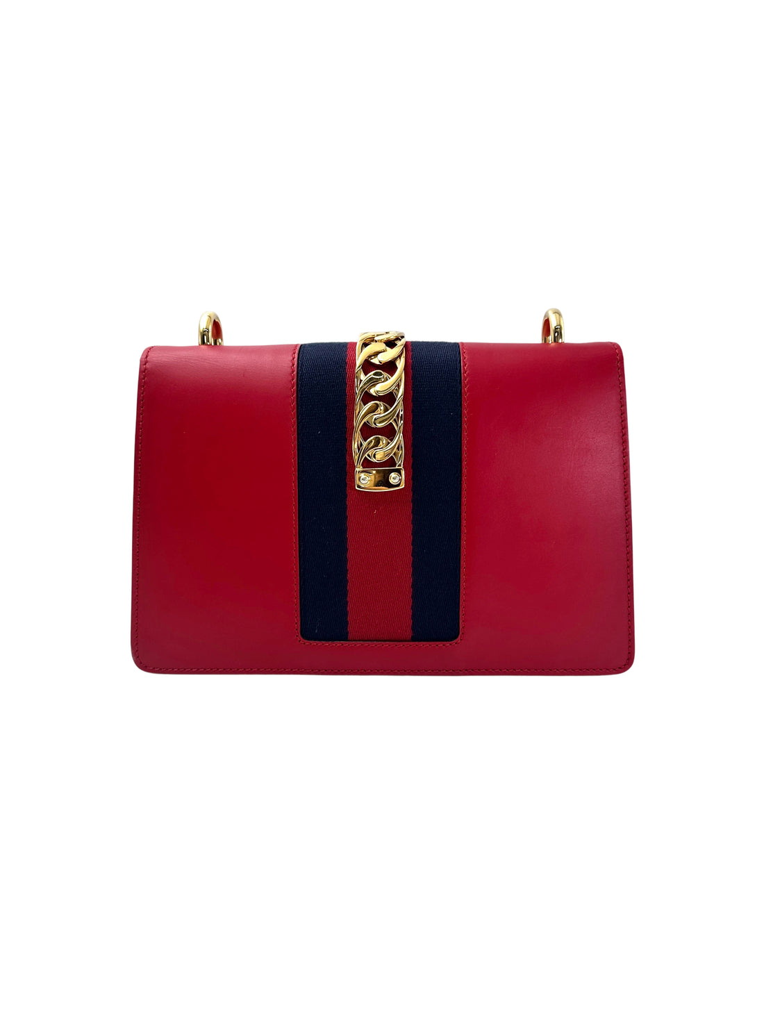 Gucci Sylvie Red Leather Medium Size Shoulder Bag GG965